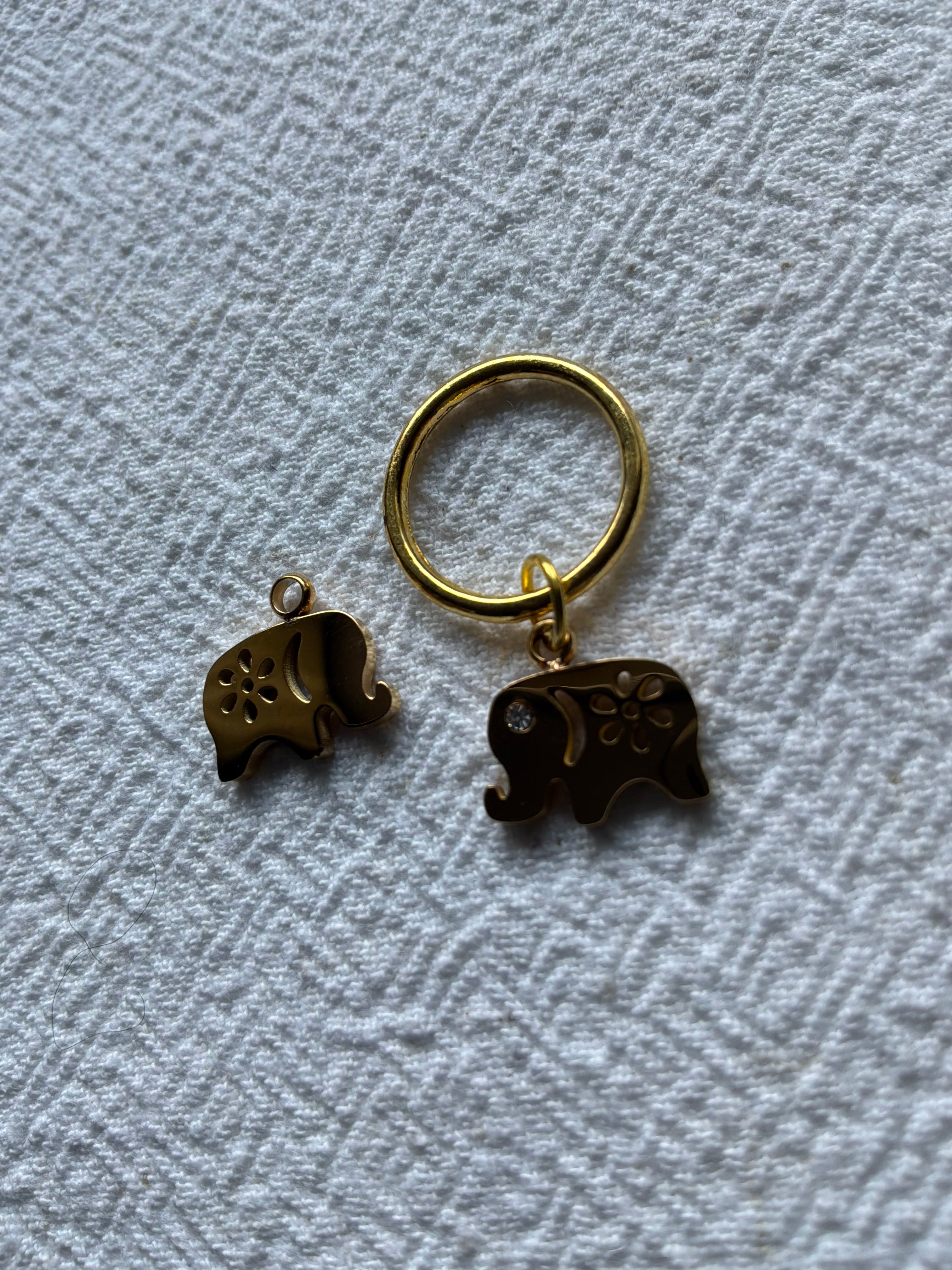 Maskemarkør enkelt Elefant med zirkonia sten 12x11mm. Vælg Op til 7mm, 10mm, eller åbenlukkelig