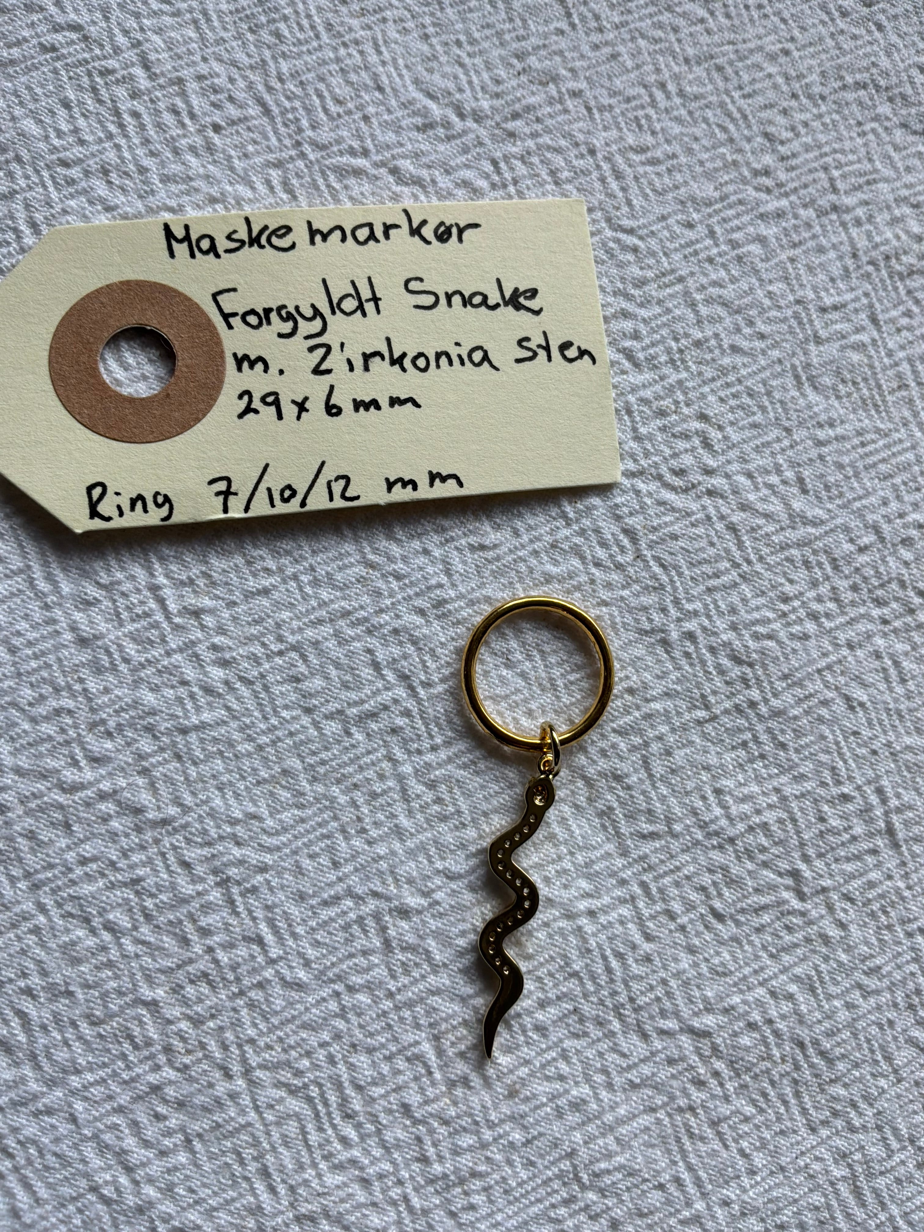 Maskemarkør enkelt Slange med zirkonia sten 29x6mm. Vælg Op til 7mm, 10mm, eller åbenlukkelig