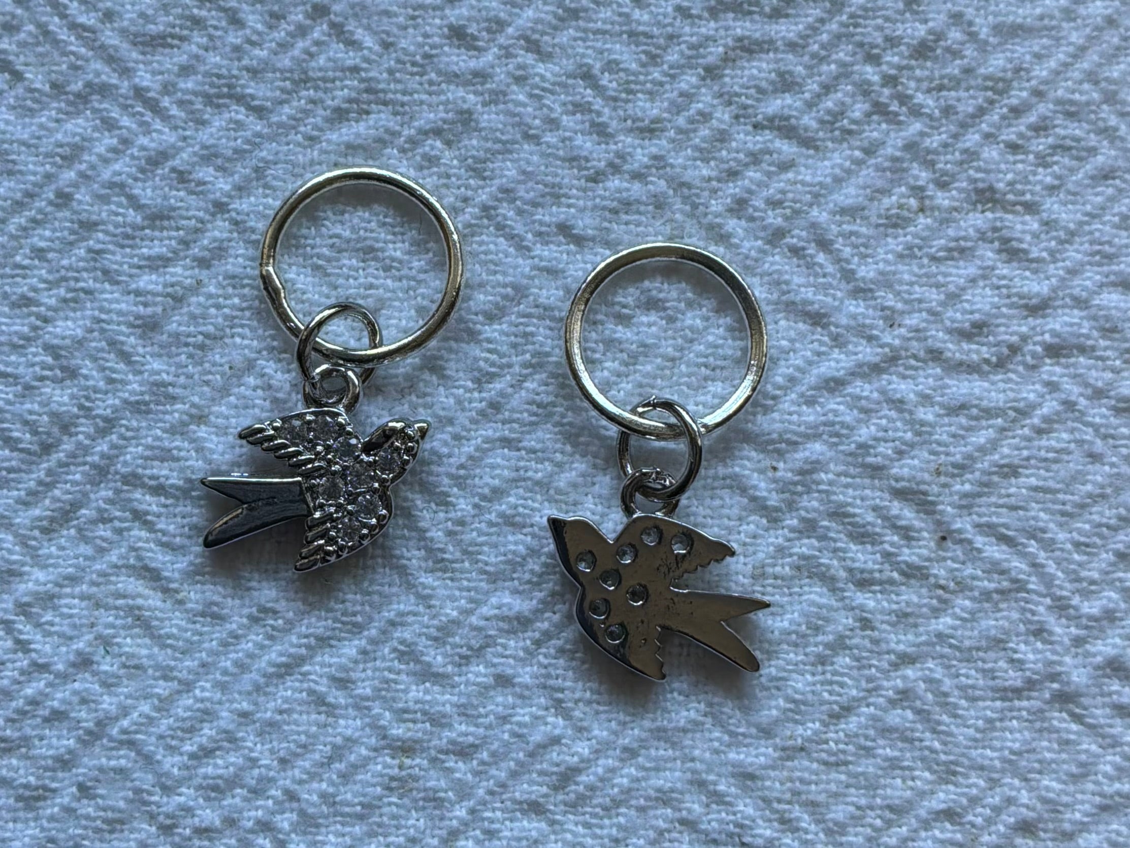 Maskemarkør fugl med zirkonia sten forsølvet 10x12 . Vælg Op til 7mm, 10mm, eller åbenlukkelig