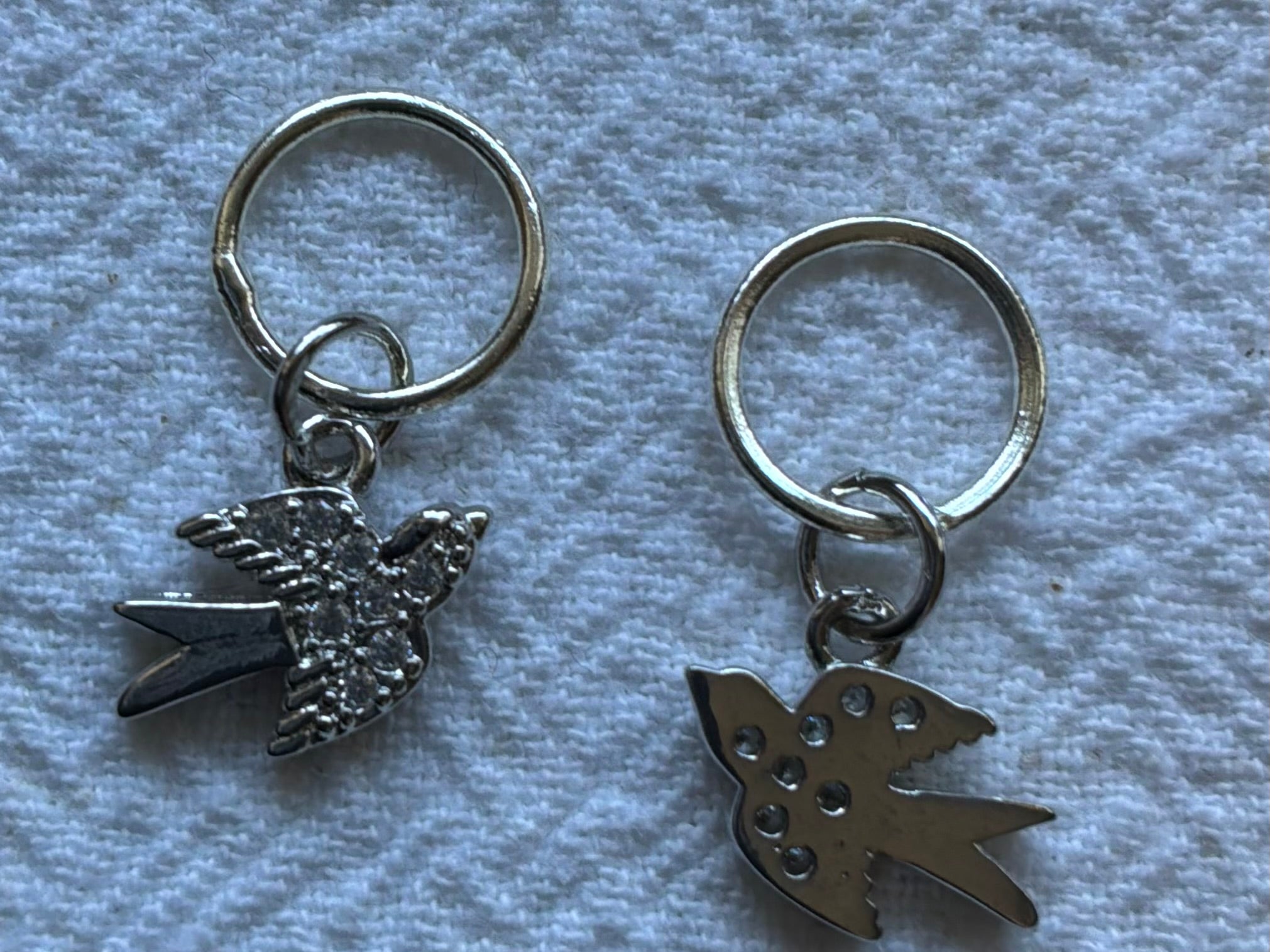 Maskemarkør fugl med zirkonia sten forsølvet 10x12 . Vælg Op til 7mm, 10mm, eller åbenlukkelig