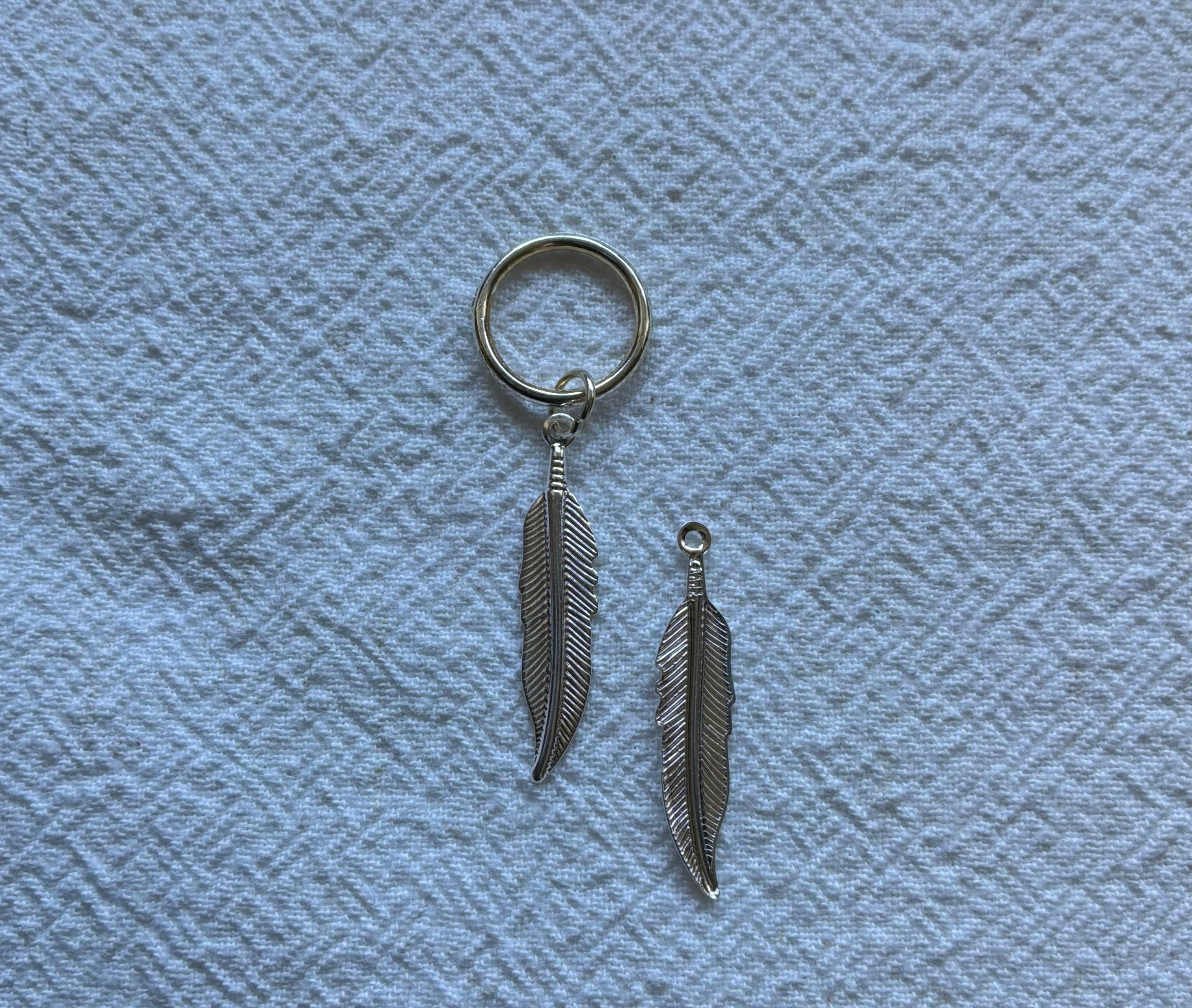 Maskemarkør forsølvet Fjer 28x5mm  Vælg Op til 7mm, 10mm, 12mm eller åbenlukkelig