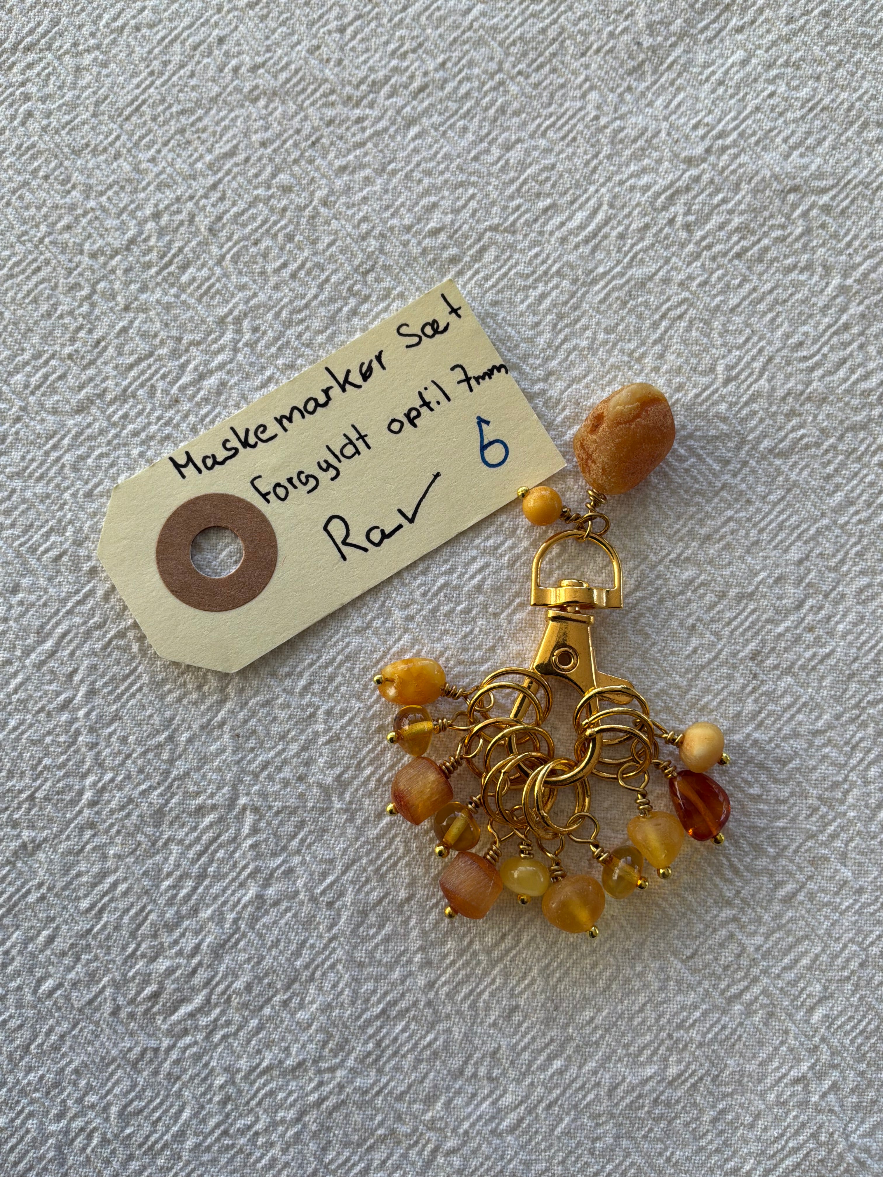 Maskemarkør sæt Rav Nordens guld. 6. Forgyldt med op til 7 mm markører og en markørholder