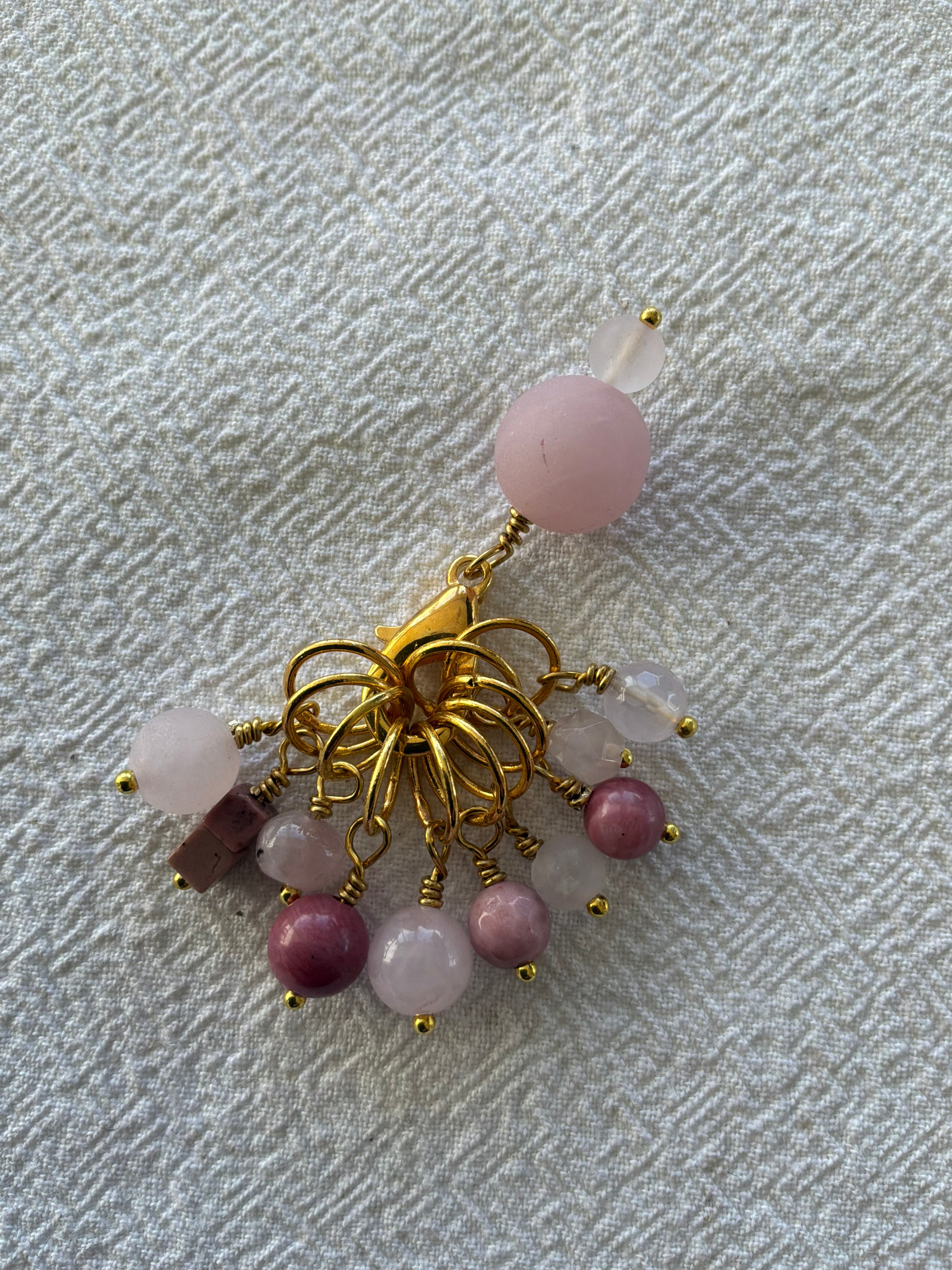 Maskemarkør sæt  Rosakvrts og Rhodocrosit 3. Forgyldte markører der passer på op til 7 mm pinde