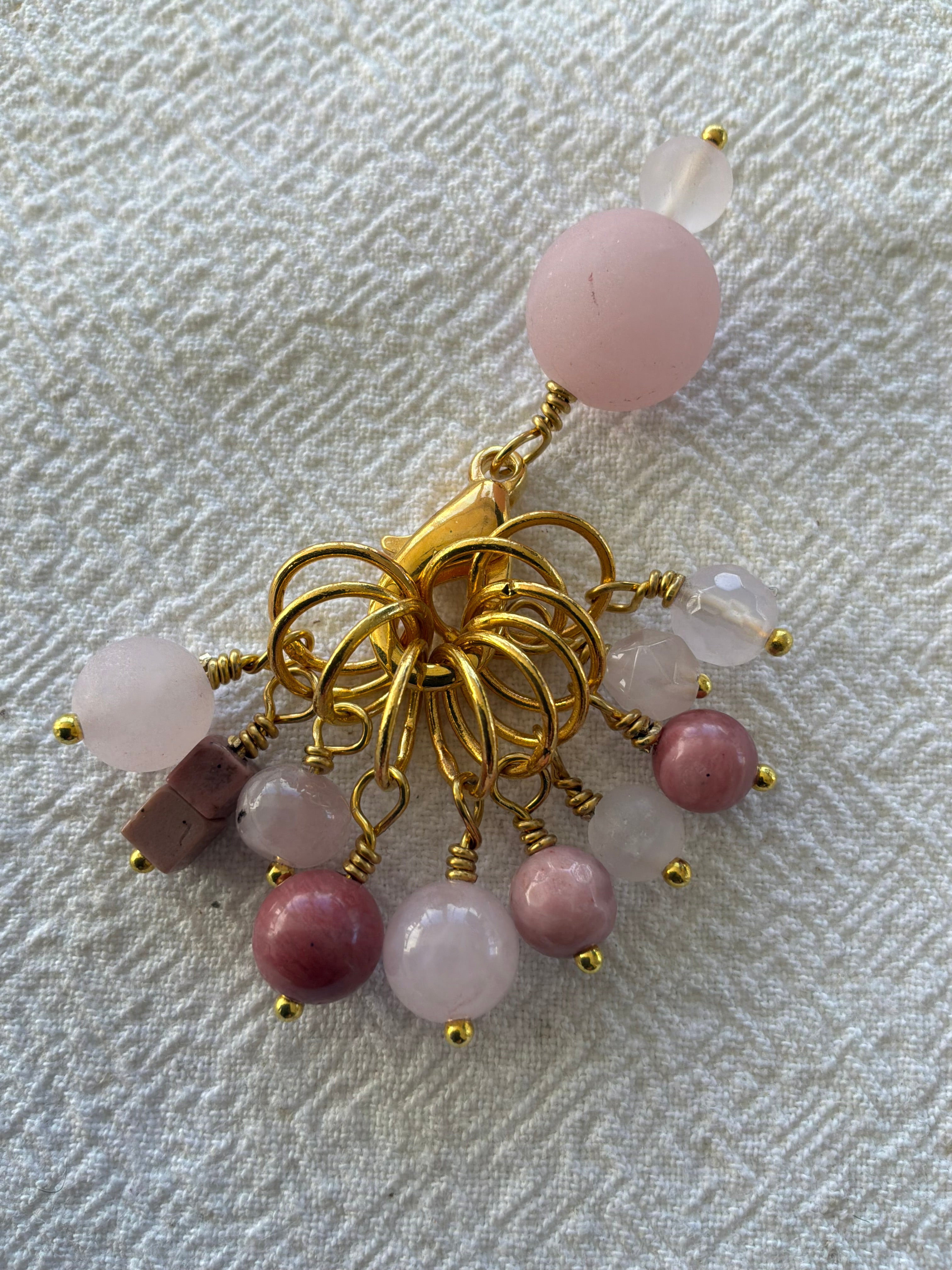 Maskemarkør sæt  Rosakvrts og Rhodocrosit 3. Forgyldte markører der passer på op til 7 mm pinde