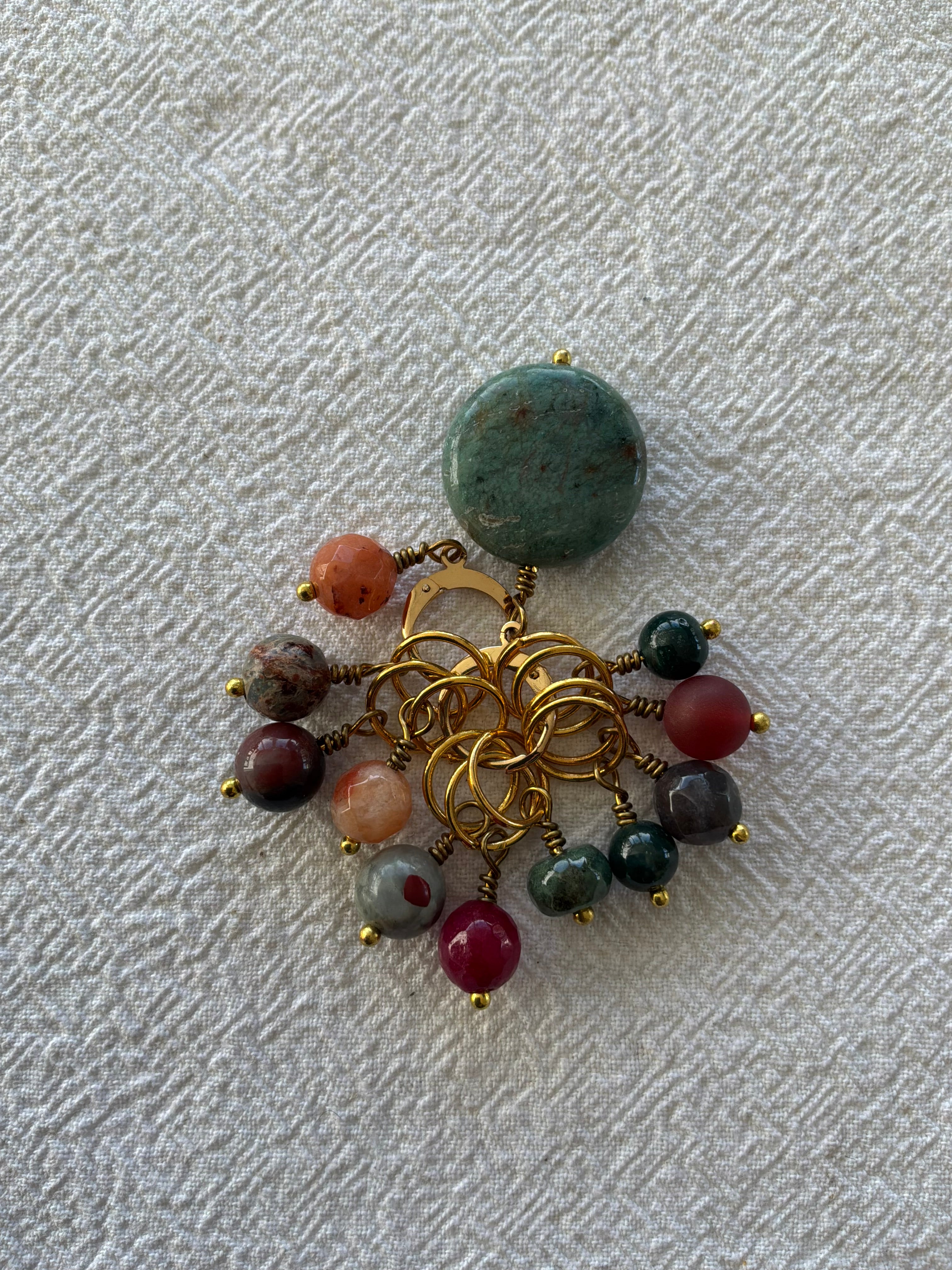 Maskemarkør sæt Carneol, Indisk Agt, Rubin. Forgyldte markører der passer på op til 7 mm pinde (Kopi)