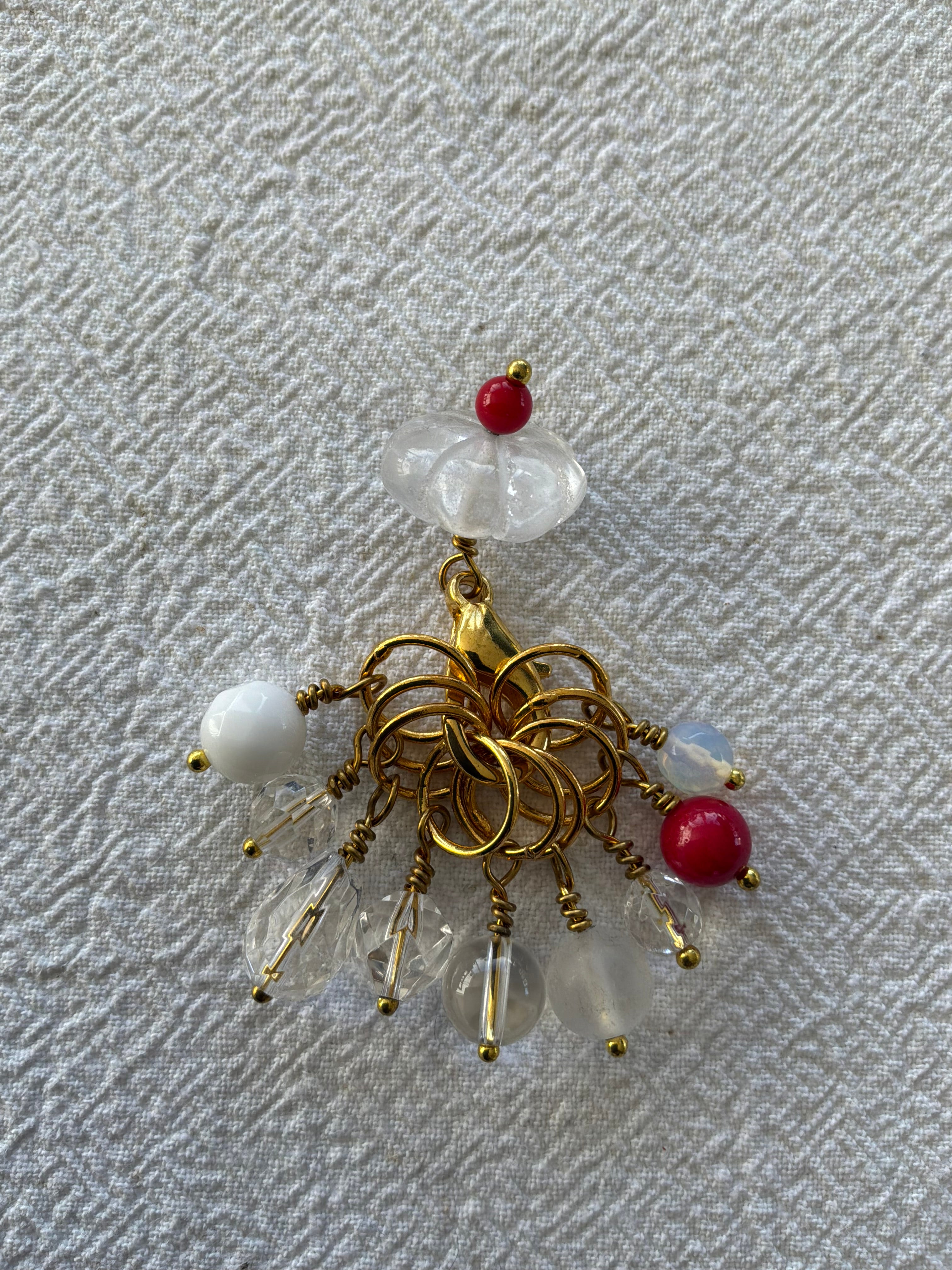 Maskemarkør sæt Bjergkrystal, Moonstone og Koral.Forgyldte markører der passer på op til 7 mm pinde