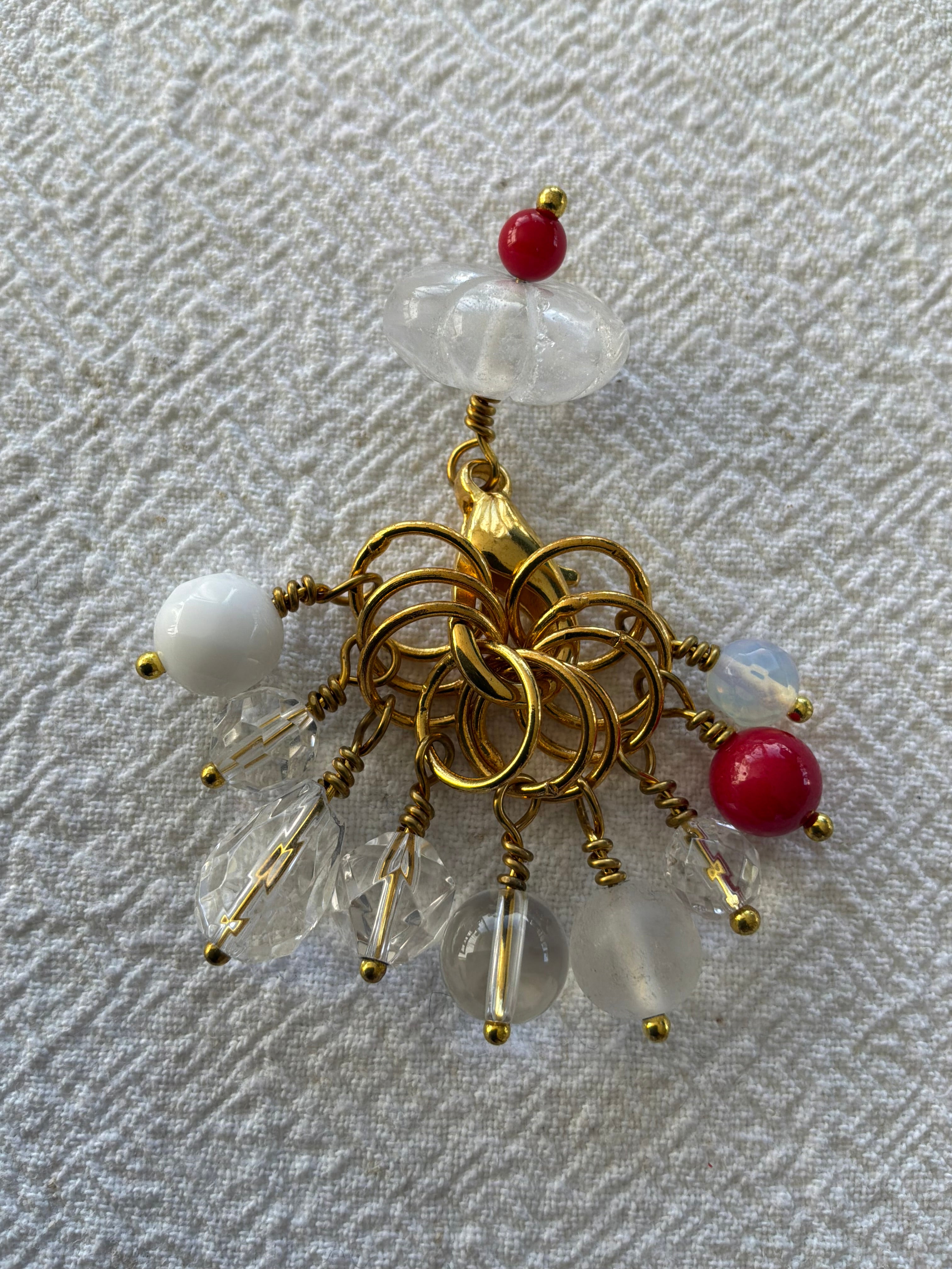 Maskemarkør sæt Bjergkrystal, Moonstone og Koral.Forgyldte markører der passer på op til 7 mm pinde