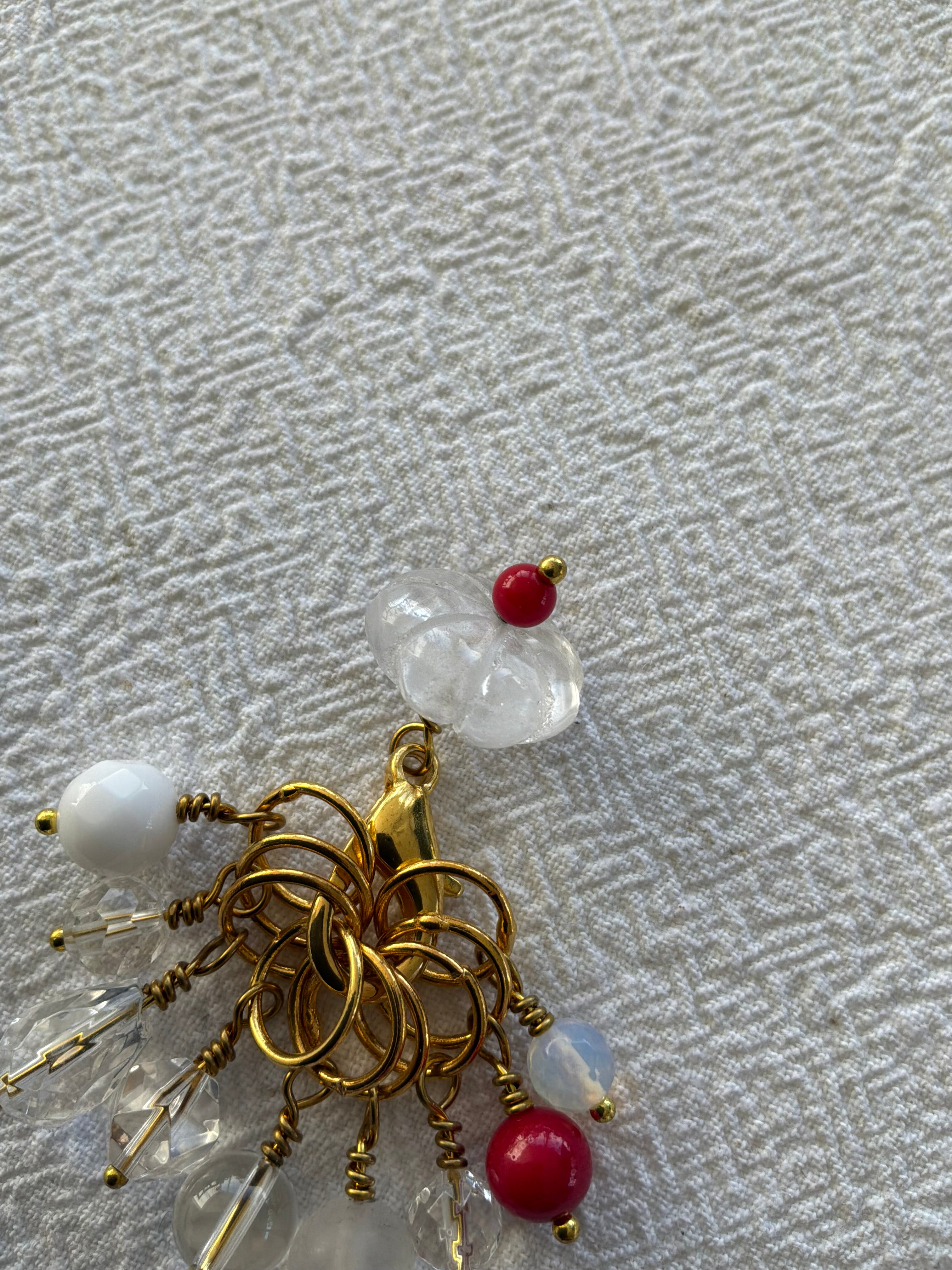 Maskemarkør sæt Bjergkrystal, Moonstone og Koral.Forgyldte markører der passer på op til 7 mm pinde