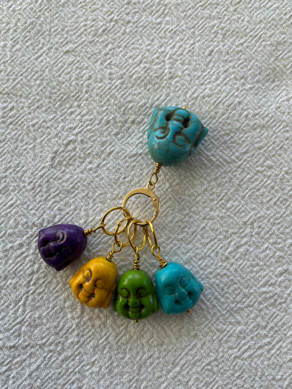 Maskemarkør sæt Buddah farvet Howlite forgyldt. Op til 7mm pinde