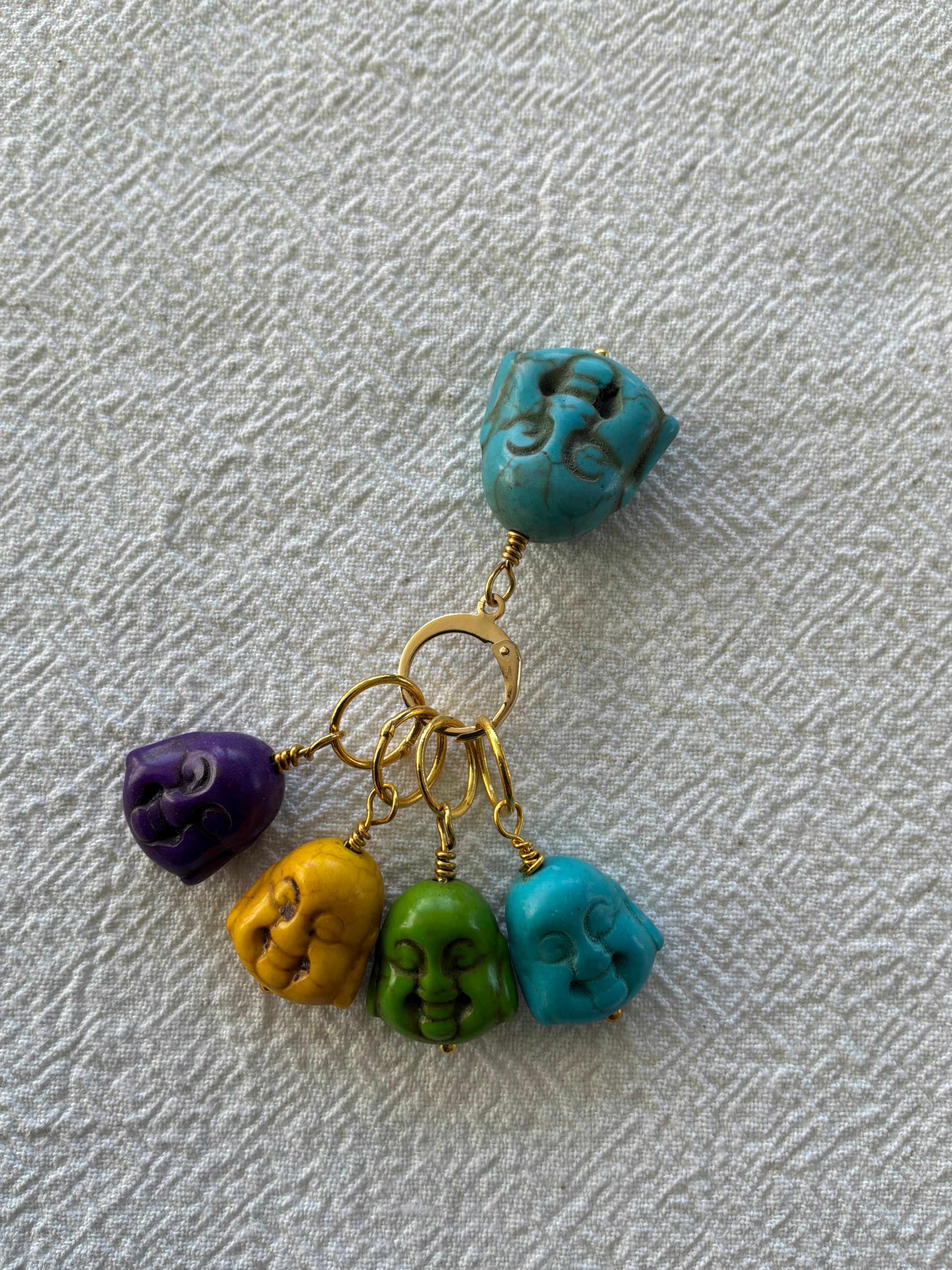 Maskemarkør sæt Buddah farvet Howlite forgyldt. Op til 7mm pinde