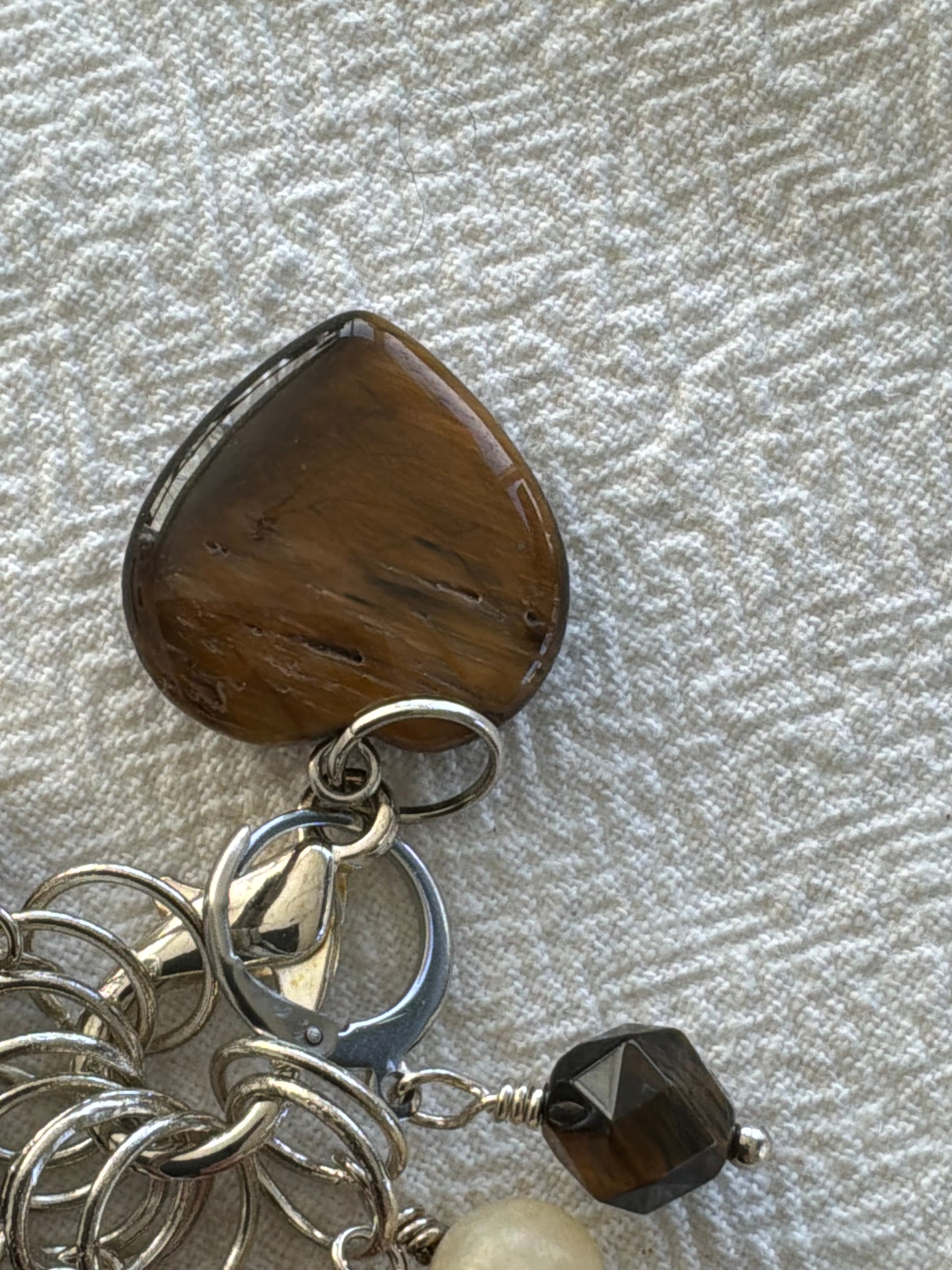 Maskemarkør sæt Tigerøje Hjerte, Dragon Vein, Calsit, Bronzit, Fossil forsølvet. Op til 7 mm pinde