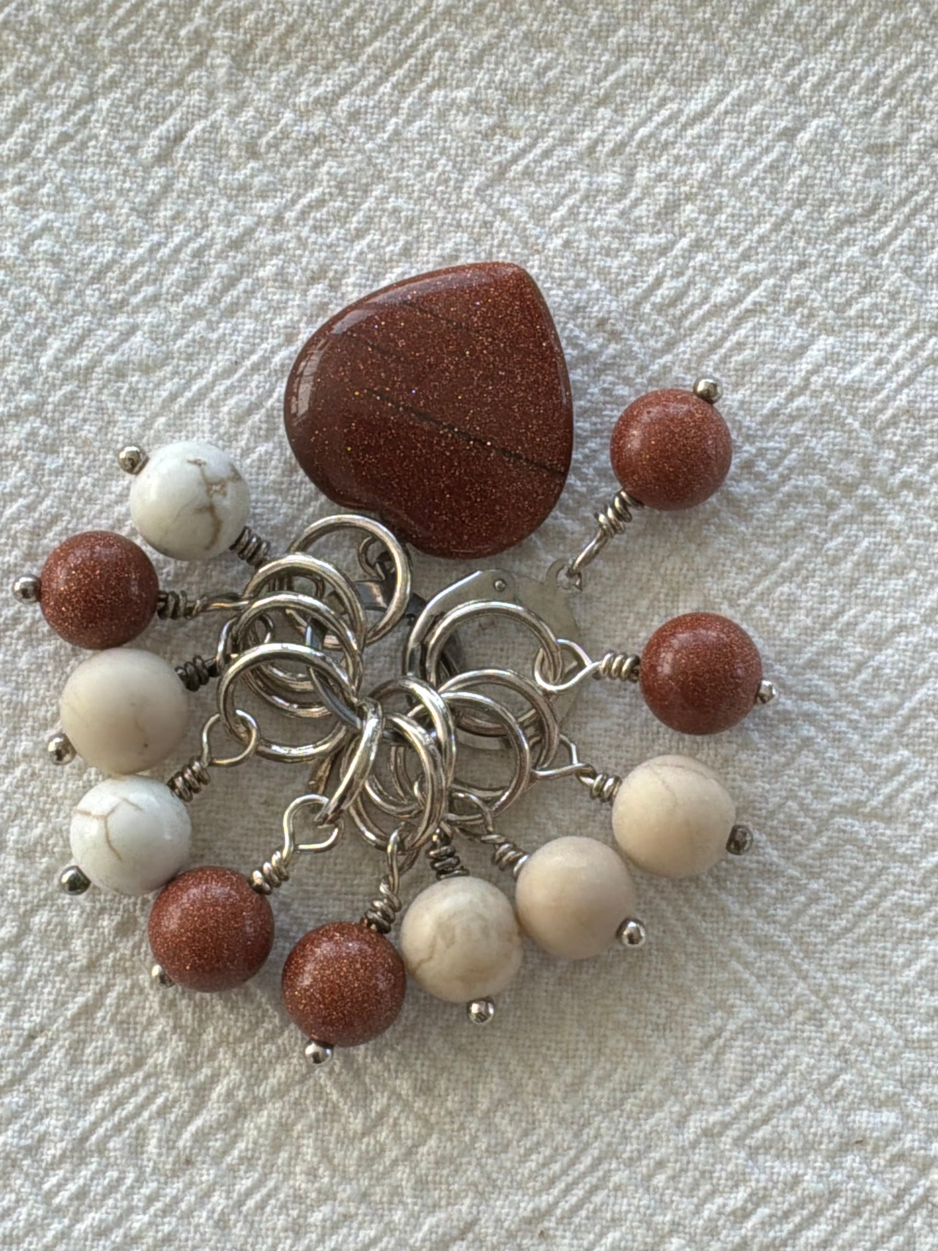 Maskemarkør sæt Golden Sandstone Hjerte, Sea shell og Fossil forsølvet. Op til 6 mm pinde