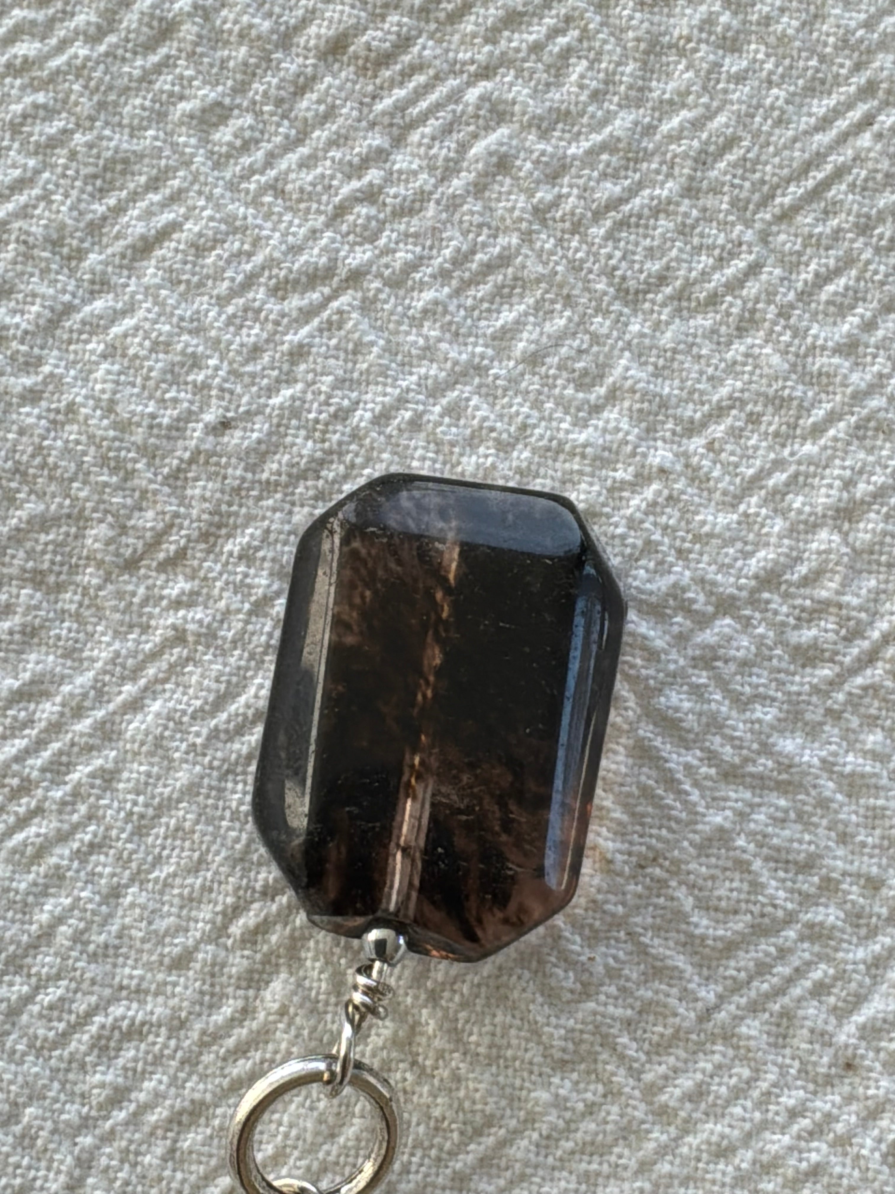 Maskemarkør sæt Røgkvarts, Bjergkrystal og Agat forsølvet. Op til 7 mm pinde