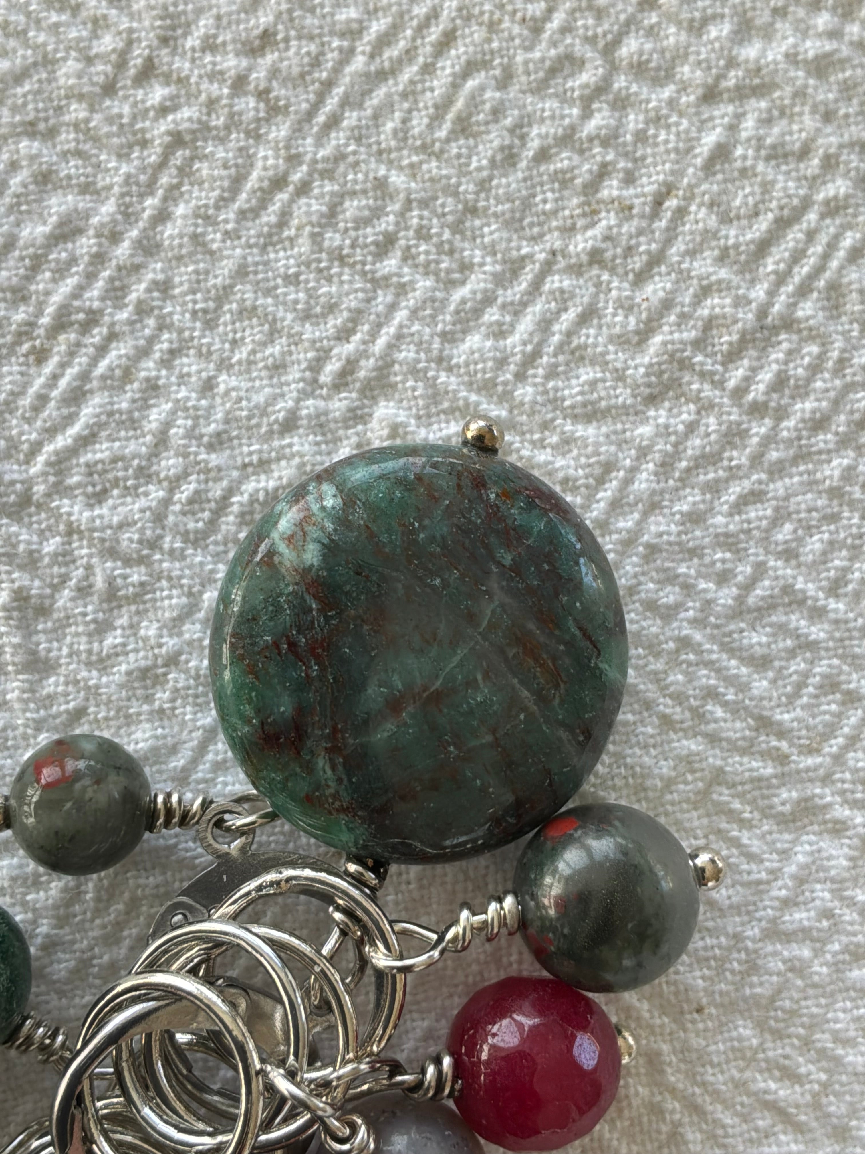 Maskemarkør sæt  1. Indisk Agat, Rubin, Blod agat og Mos Agat forsølvet. Op til 7 mm pinde