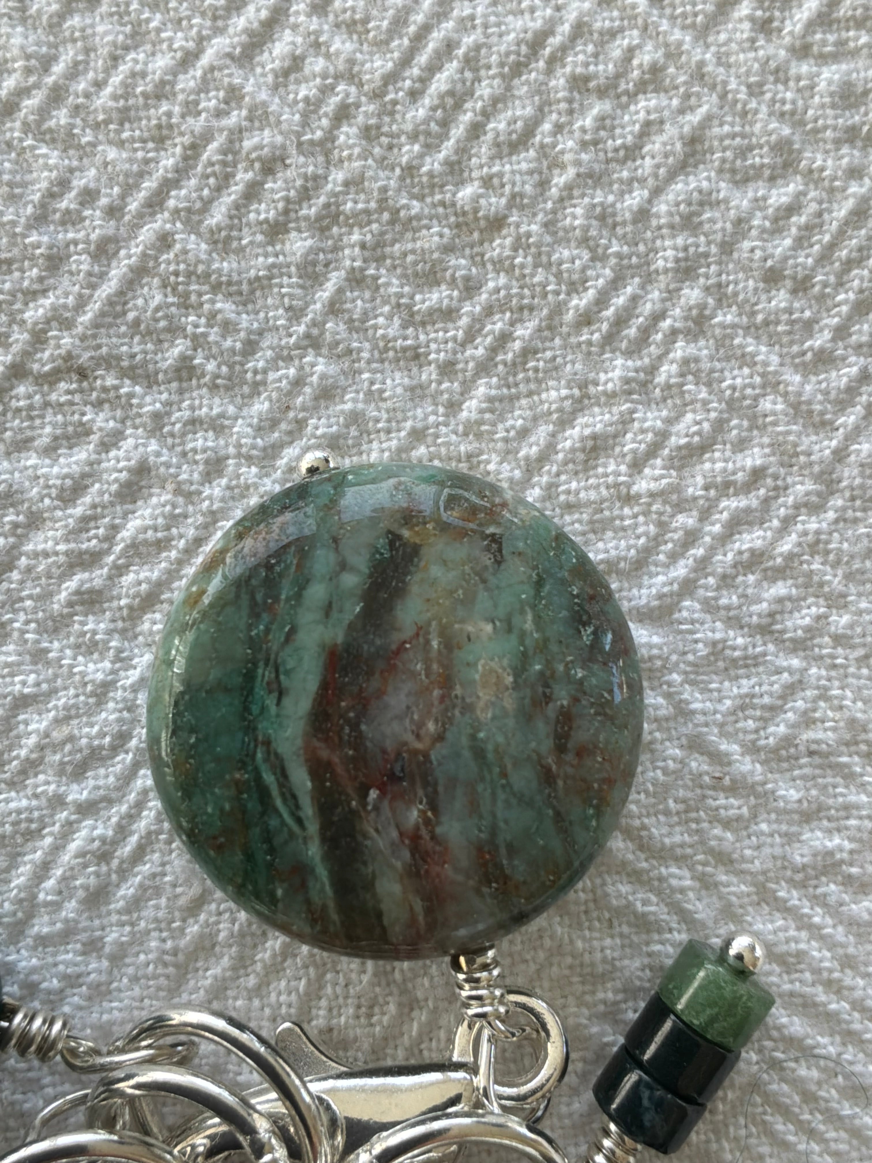 Maskemarkør sæt  1. Indisk Agat og Mos Agat forsølvet. Op til 7 mm pinde