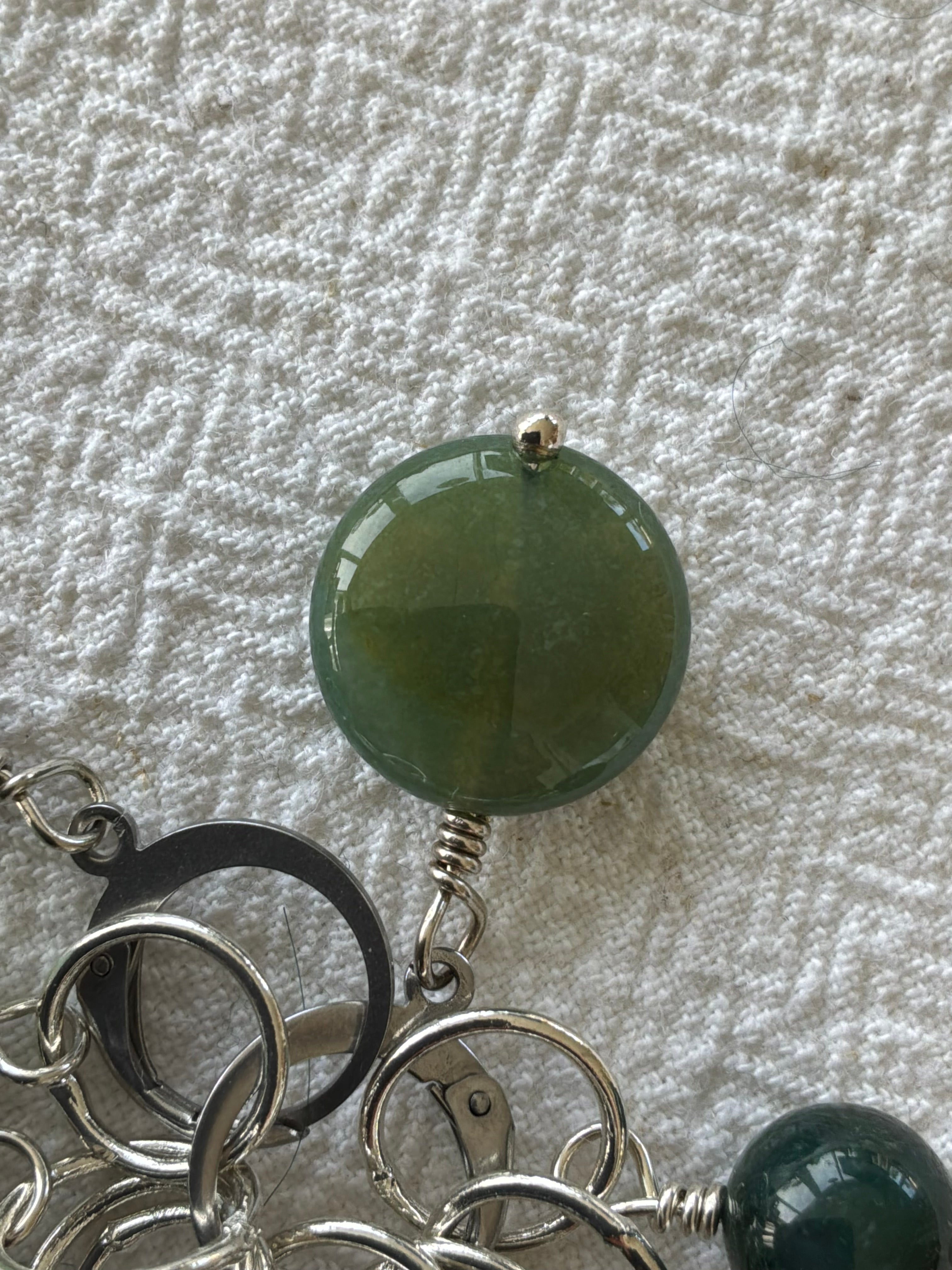 Maskemarkør sæt  1. Indisk Agat, Rubin, Afrikansk Turkis, Aventurin og Mos Agat forsølvet. Op til 7 mm pinde