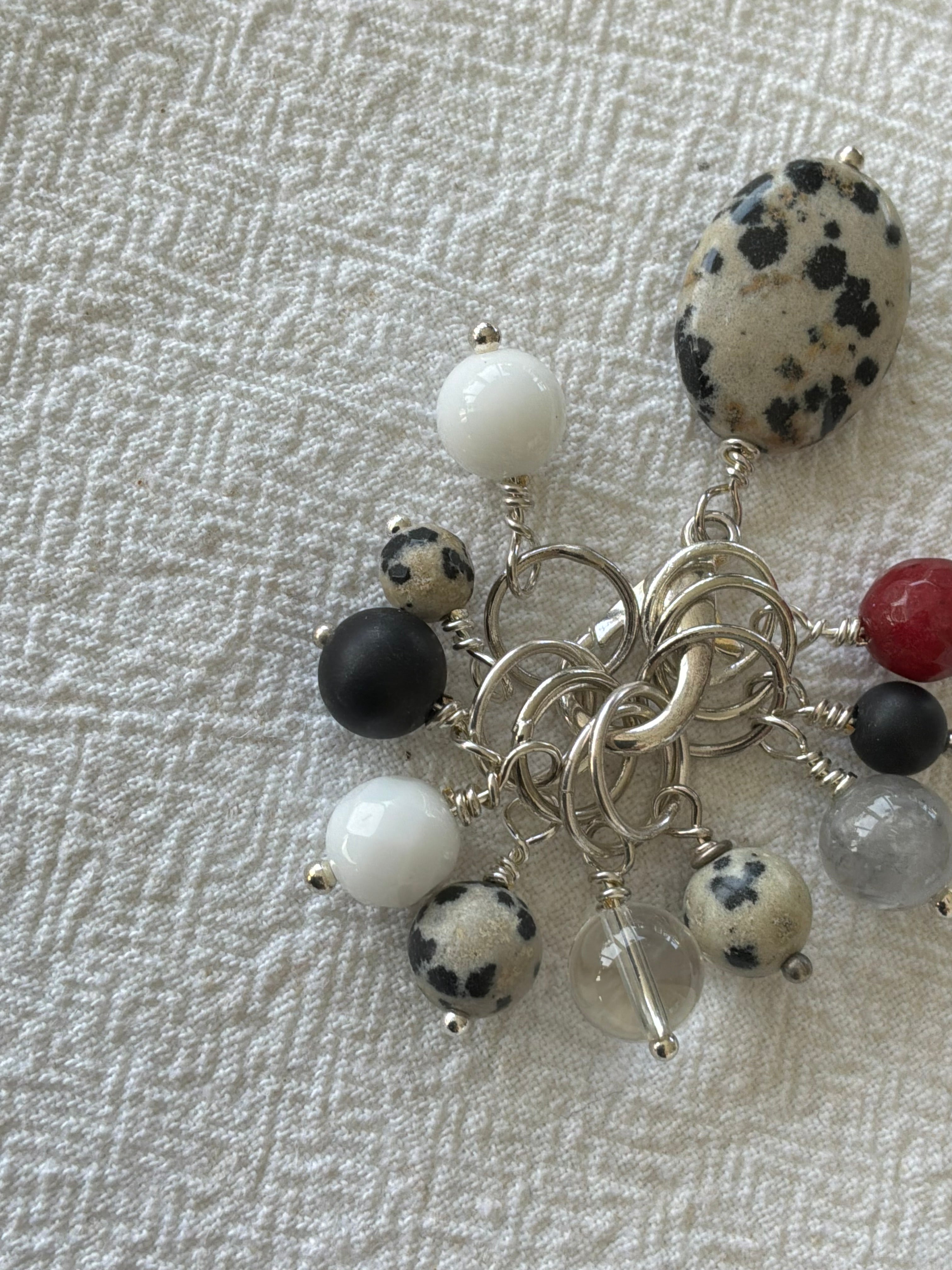 Maskemarkør sæt Dalmatiner, Rubin, Alabast, Bjergkrystal, Onyx og Agat forsølvet. Op til 7 mm pinde