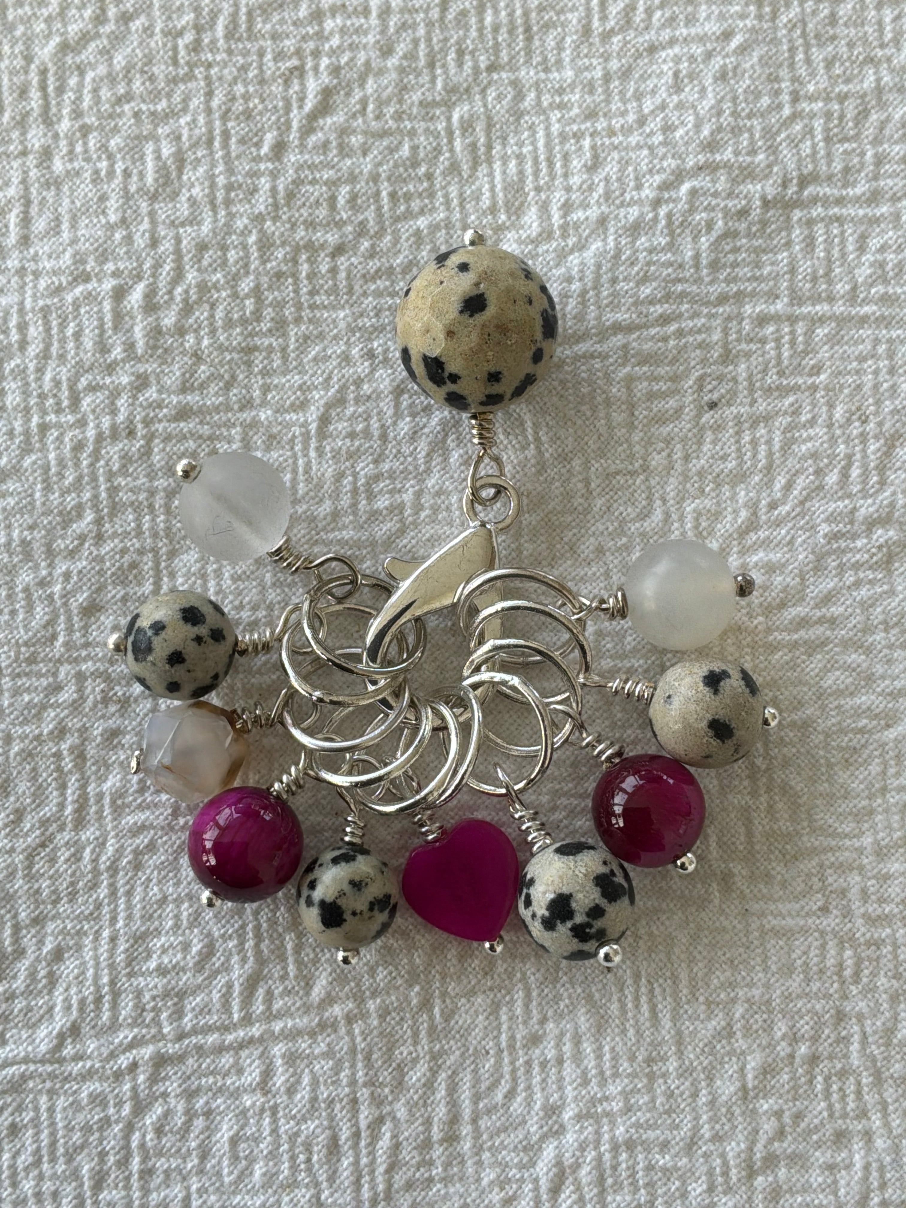 Maskemarkør sæt Dalmatiner, Pink Tigerøje og Agat forsølvet. Op til 7 mm pinde