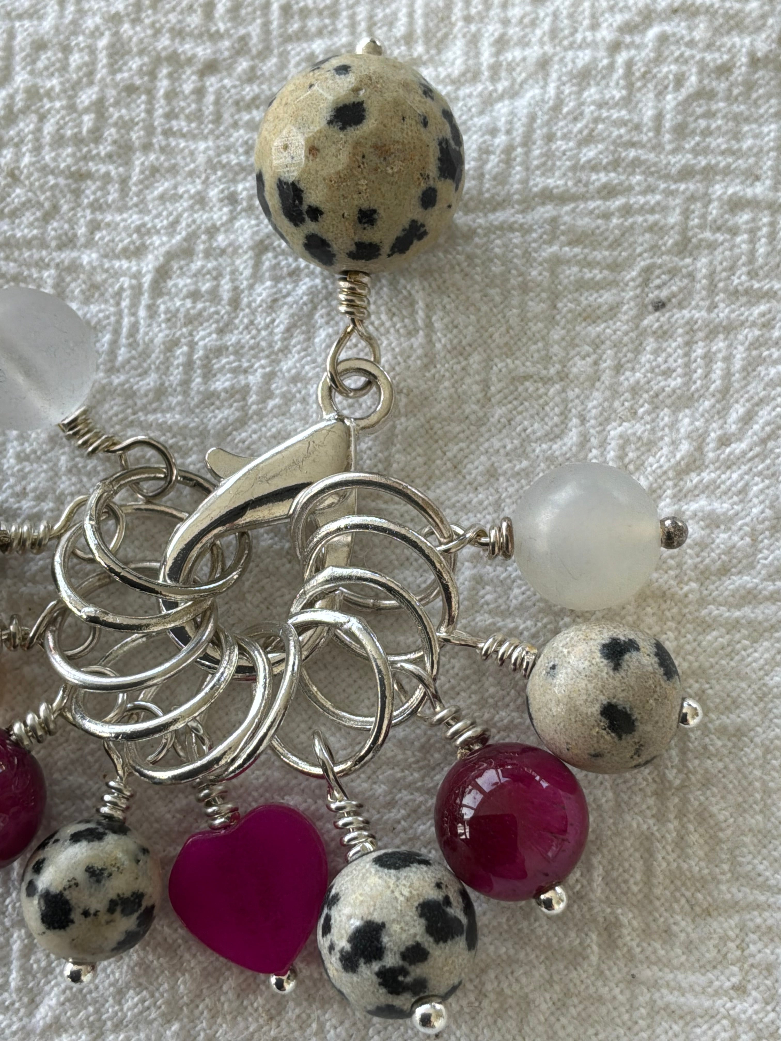 Maskemarkør sæt Dalmatiner, Pink Tigerøje og Agat forsølvet. Op til 7 mm pinde