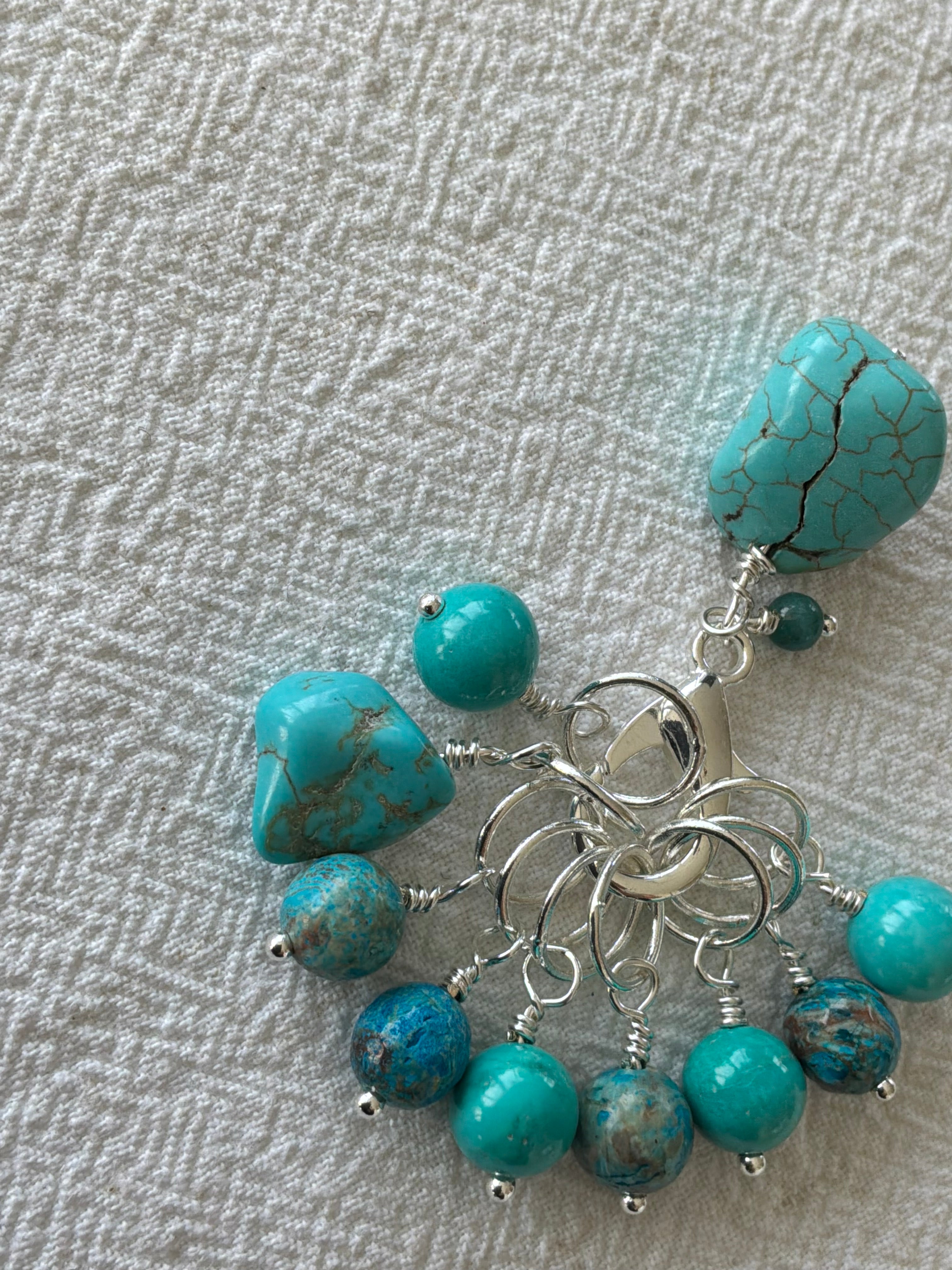 Maskemarkør sæt Turkis forsølvet. Op til 7 mm Turkiser og Calsica