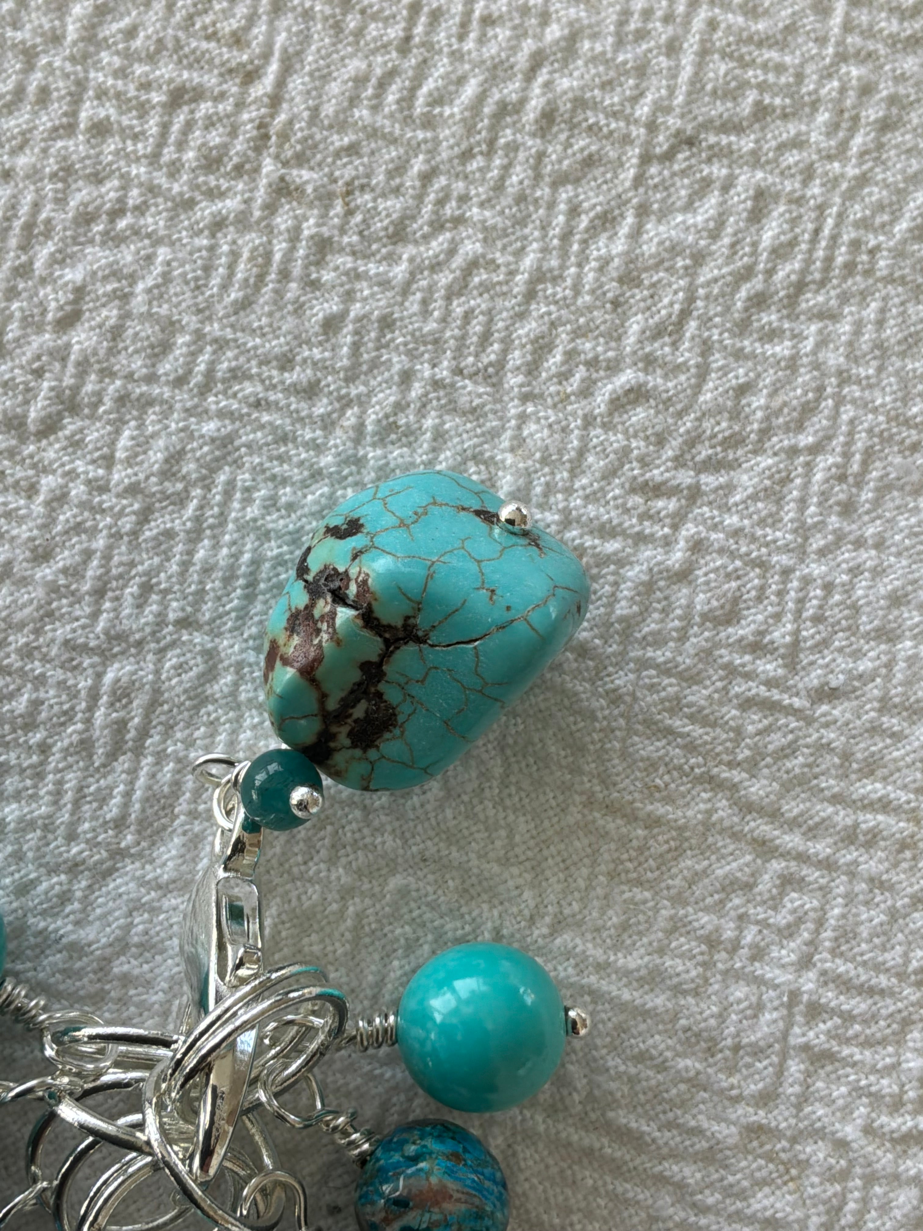 Maskemarkør sæt Turkis forsølvet. Op til 7 mm Turkiser og Calsica