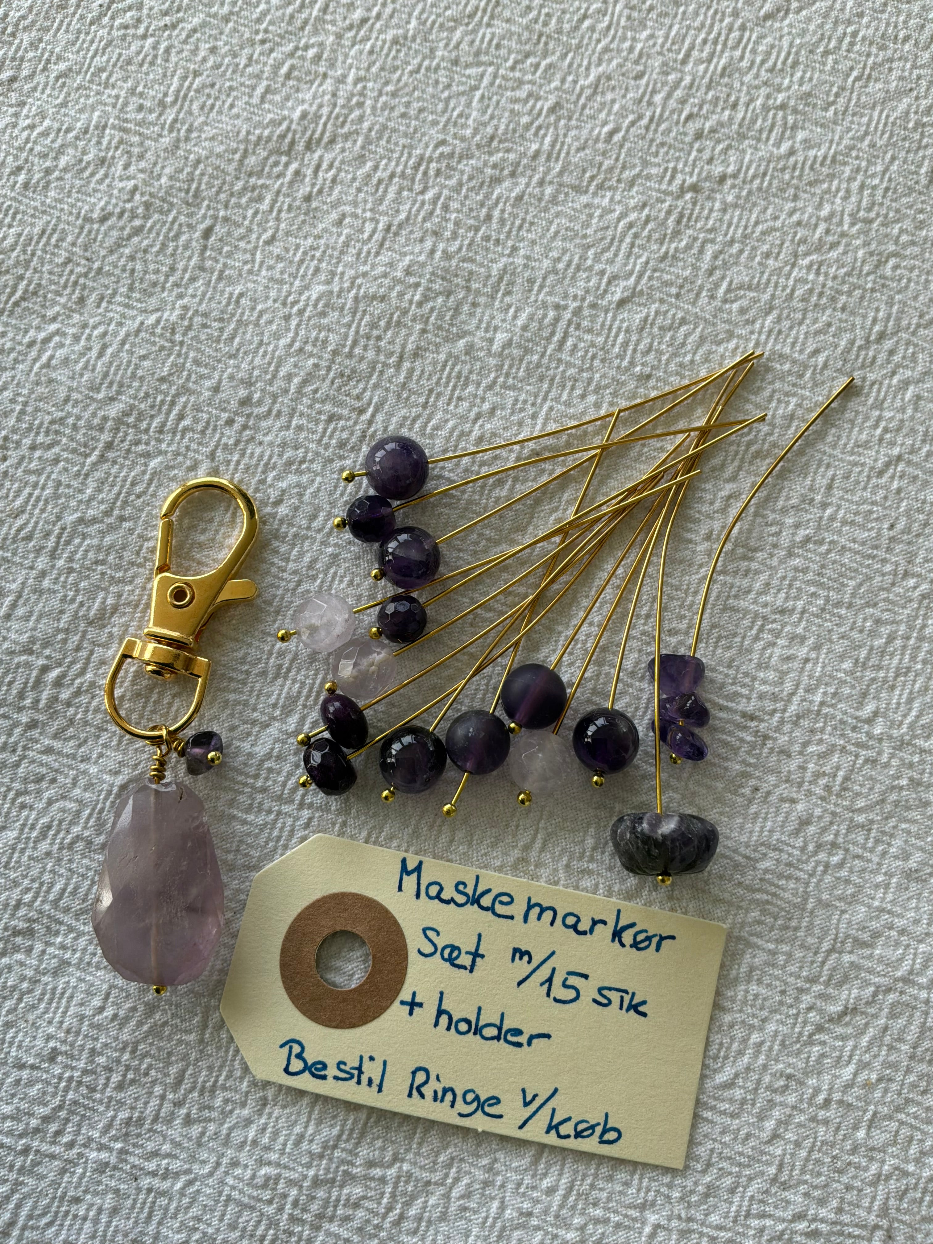 Maskemarkør sæt Unika stort forgyldt eller forsølvet. Ametyster - Du bestemmer hvilke størrelse ringe
