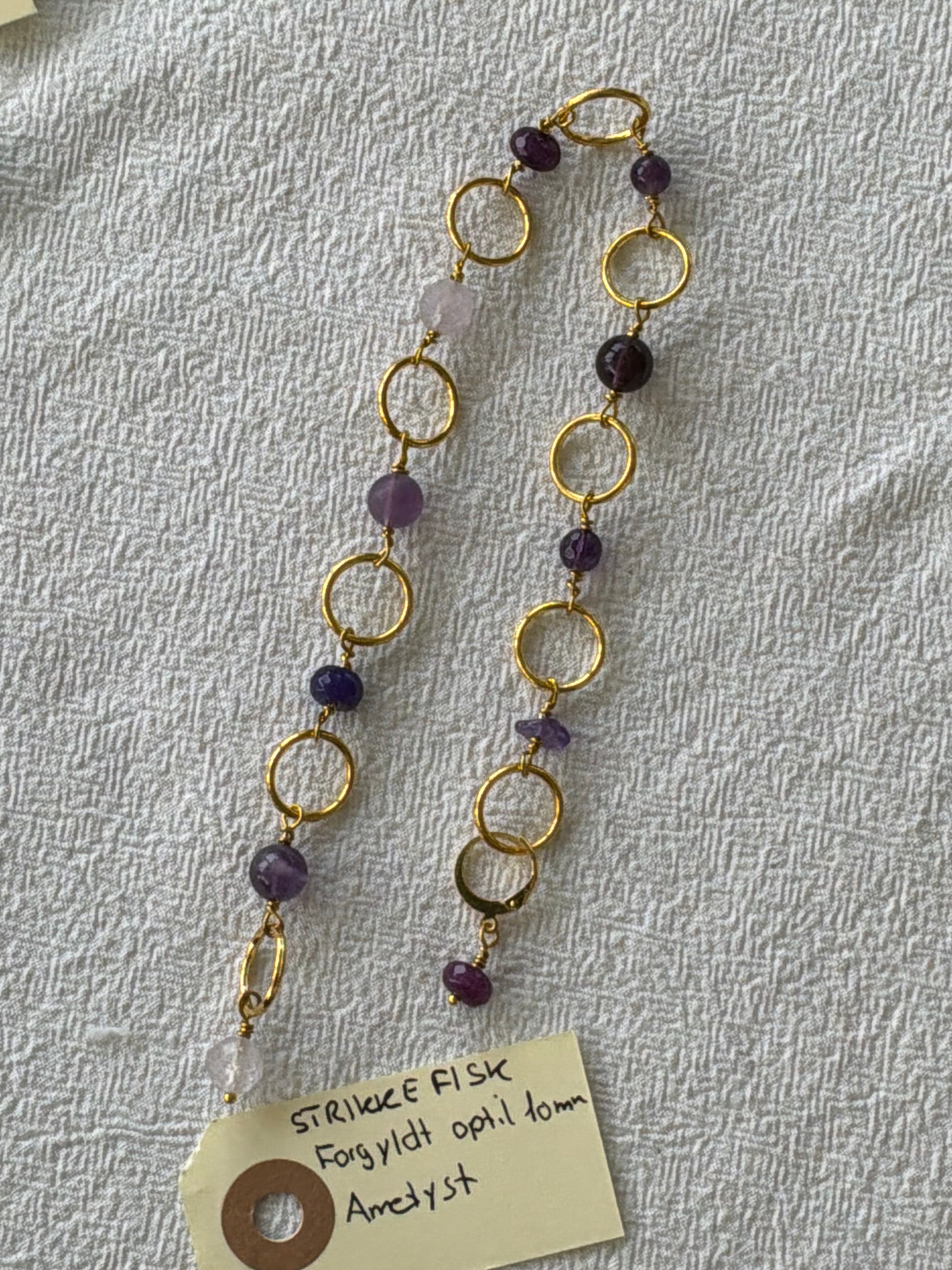 Strikkefisk forgyldt 10 ringe passer på op 10 mm. Ametyster