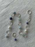 Strikkefisk forsølvet 10 ringe passer på op til 10mm. Akvamarin, Perle og Blue Oregon Opal