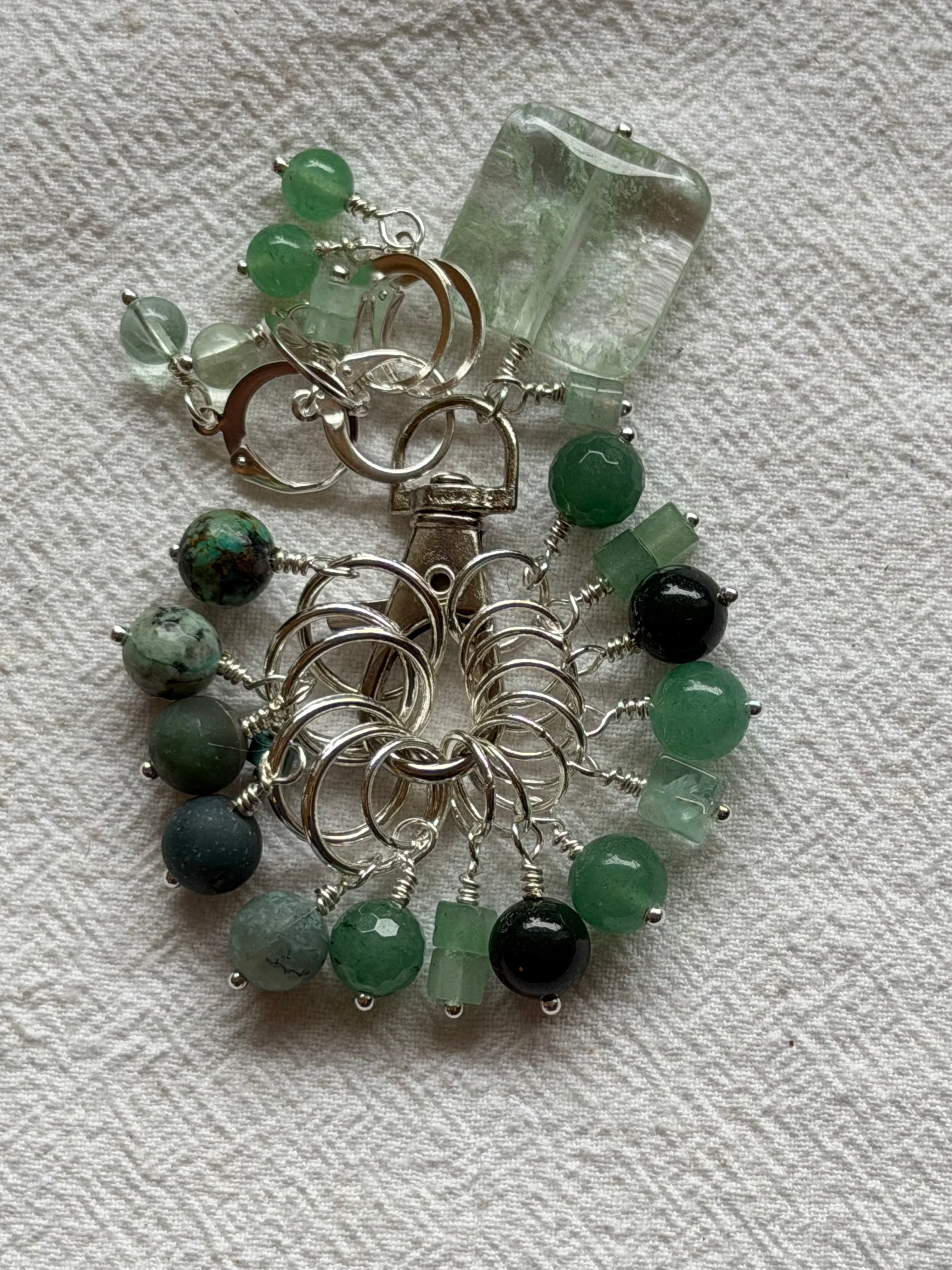 Maskemarkør sæt Aventurine, Afrikansk Turkis, Mosagat, Flurite - Luksus. 7mm, 10mm og åbenlukkelige markører