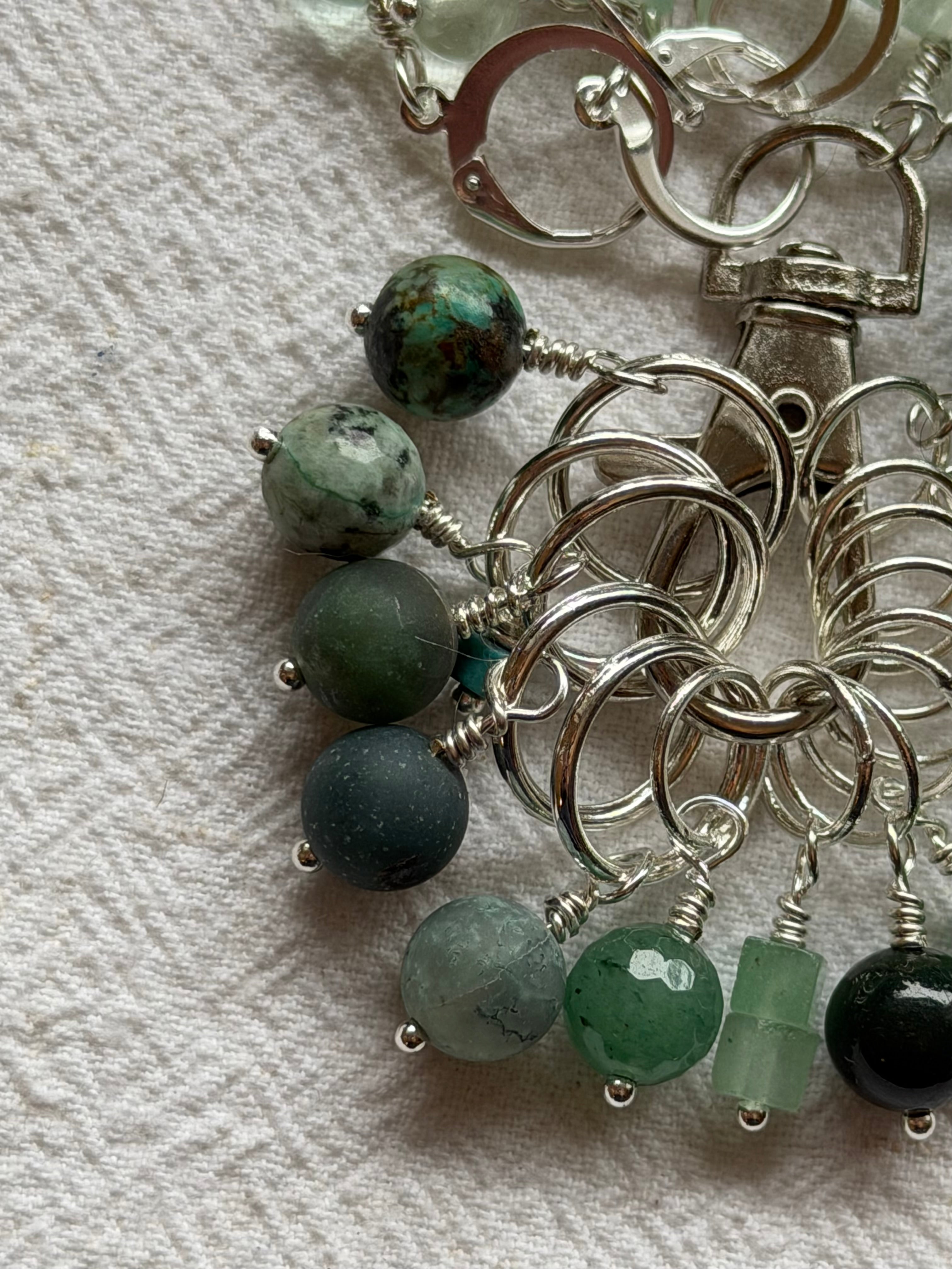 Maskemarkør sæt Aventurine, Afrikansk Turkis, Mosagat, Flurite - Luksus. 7mm, 10mm og åbenlukkelige markører