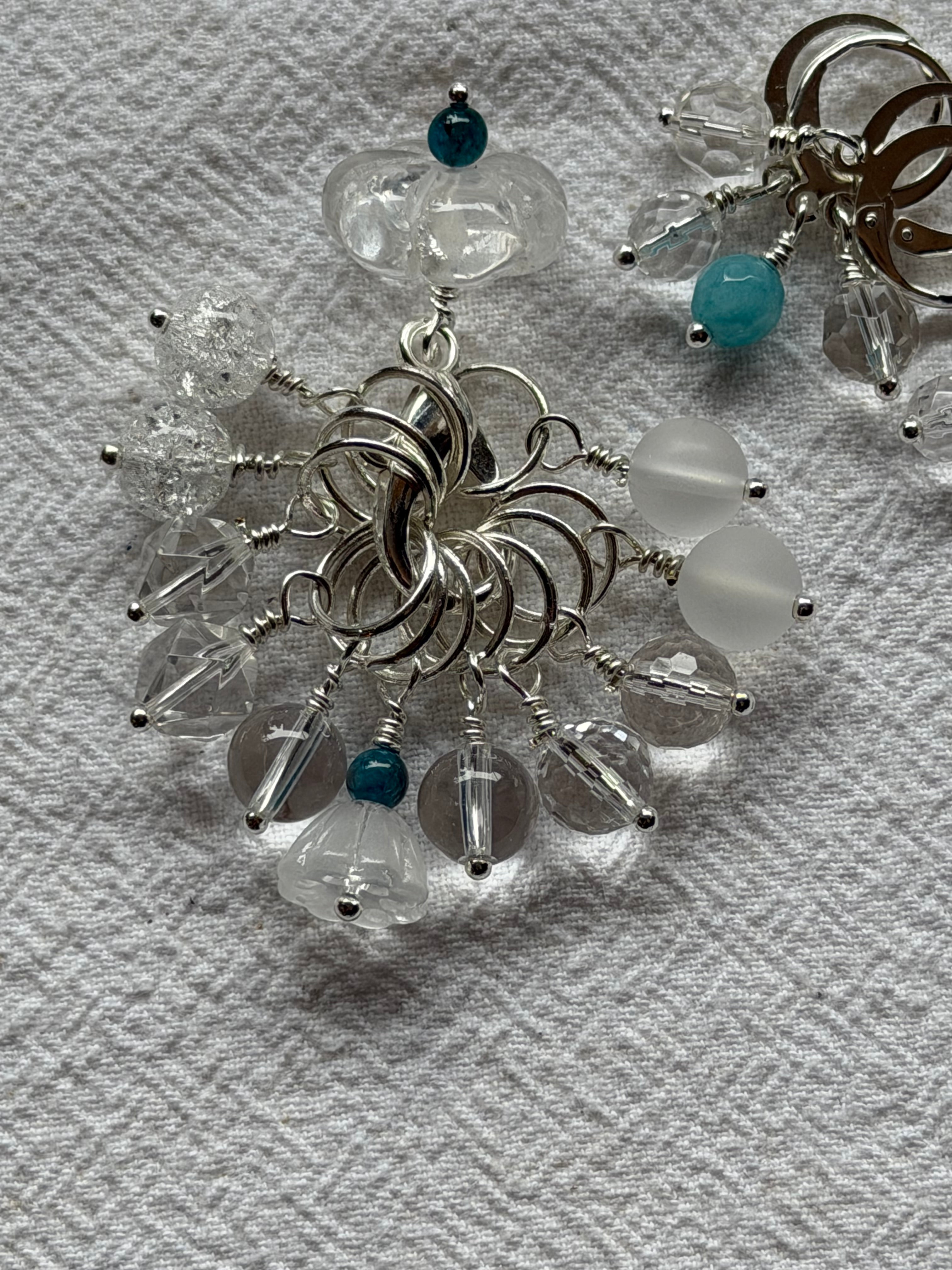 Maskemarkør sæt forsølvet med Bjergkrystaller. Op til 7mm pinde