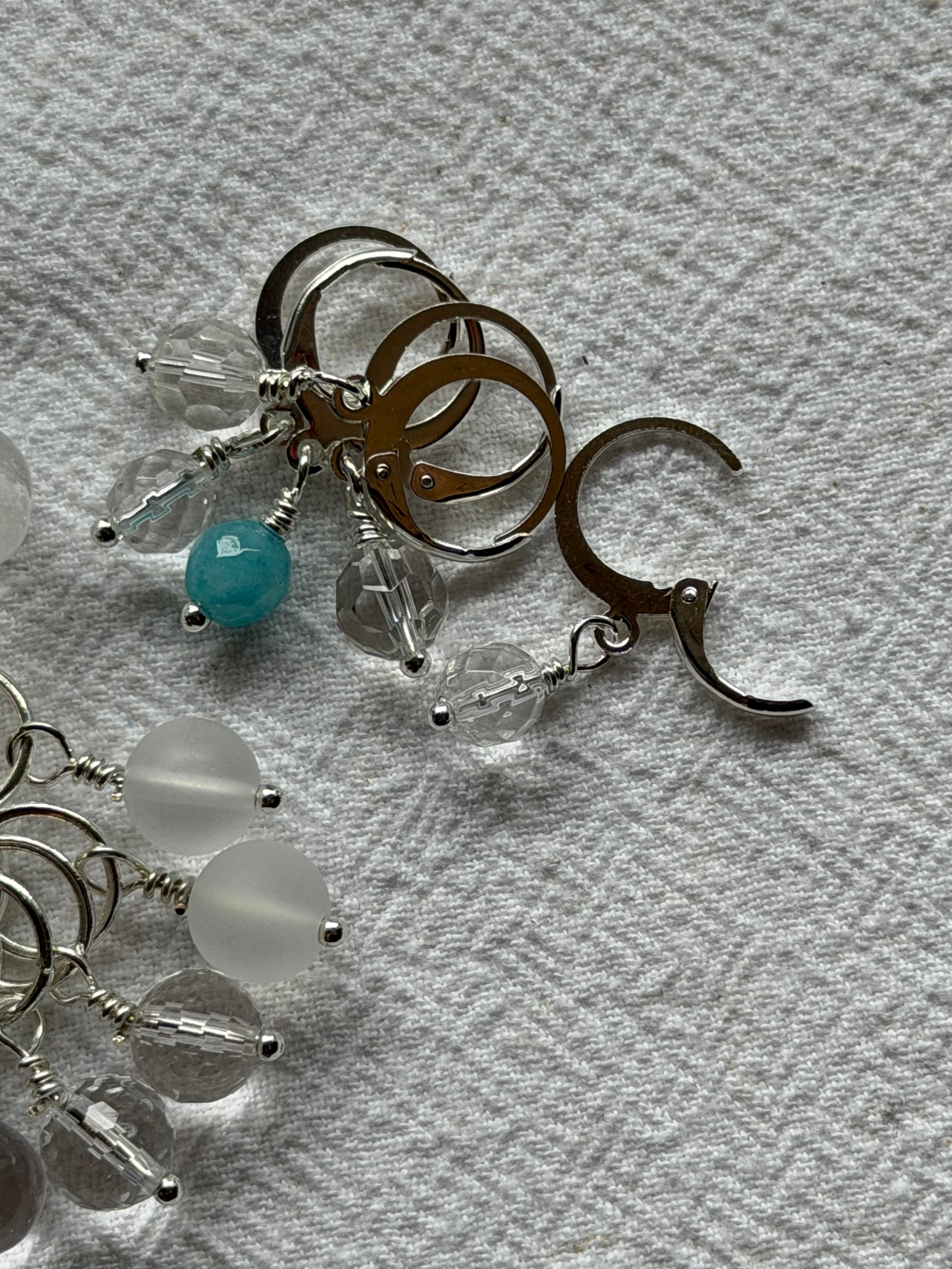 Maskemarkør sæt forsølvet med Bjergkrystaller. Op til 7mm pinde