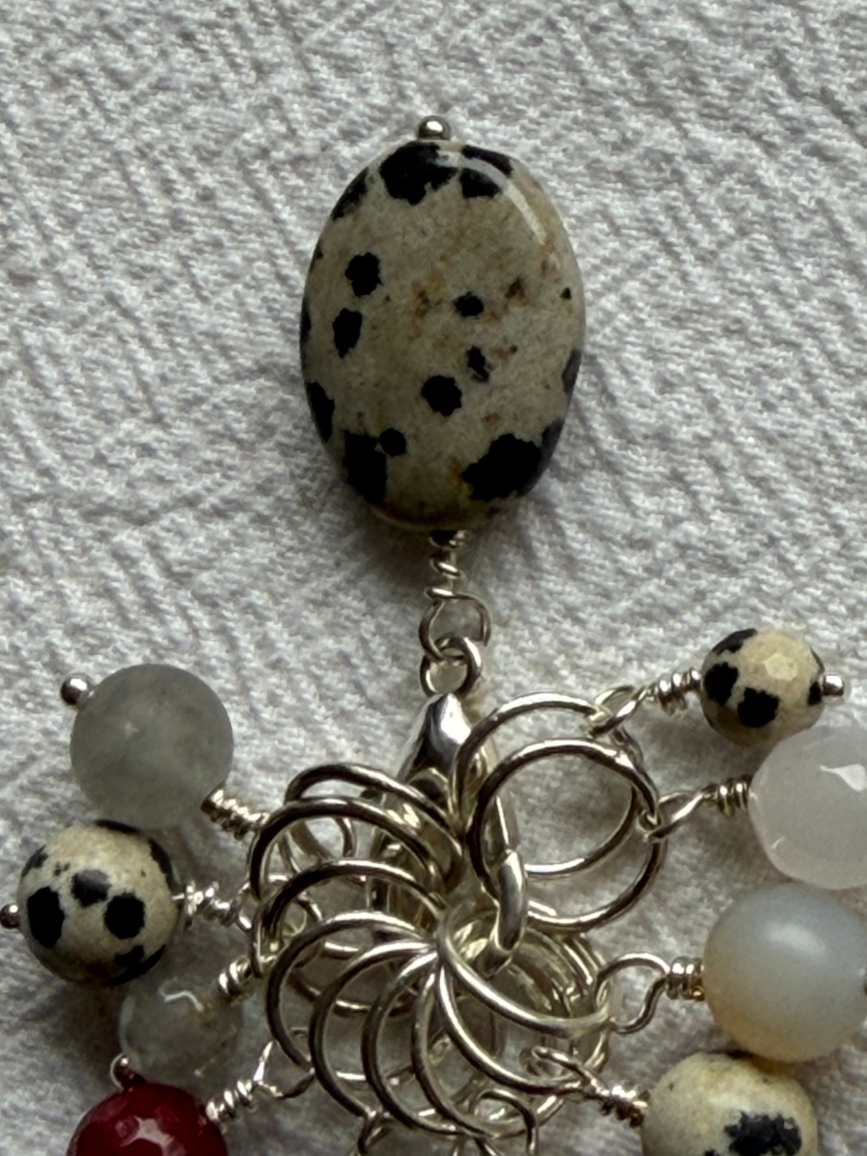 Maskemarkør sæt Dalmatiner, Rubin og Agat forsølvet. Op til 7 mm