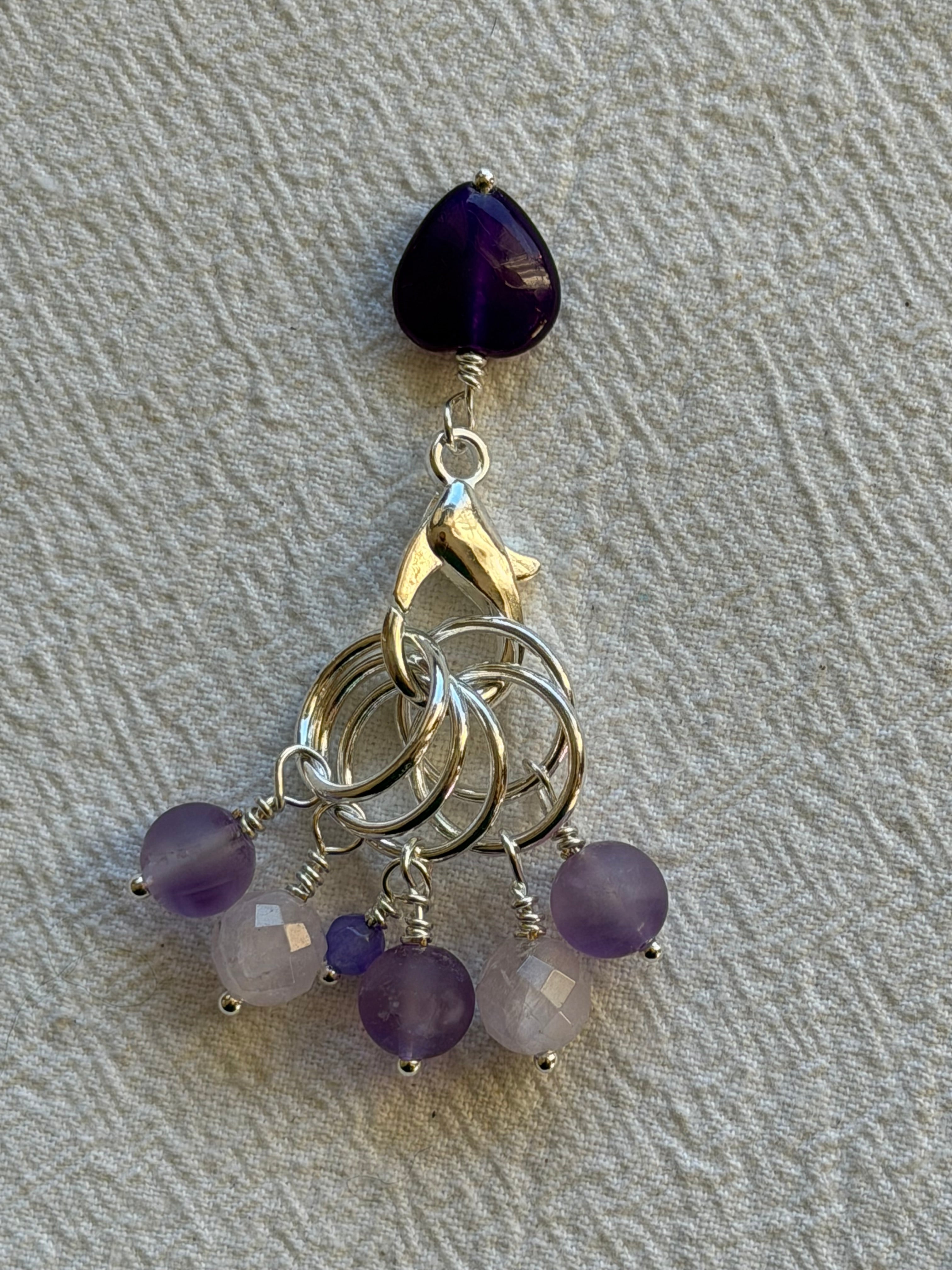 Maskemarkør sæt 5 maskemarkører Ametyst, forsølvet - Op til 10 mm