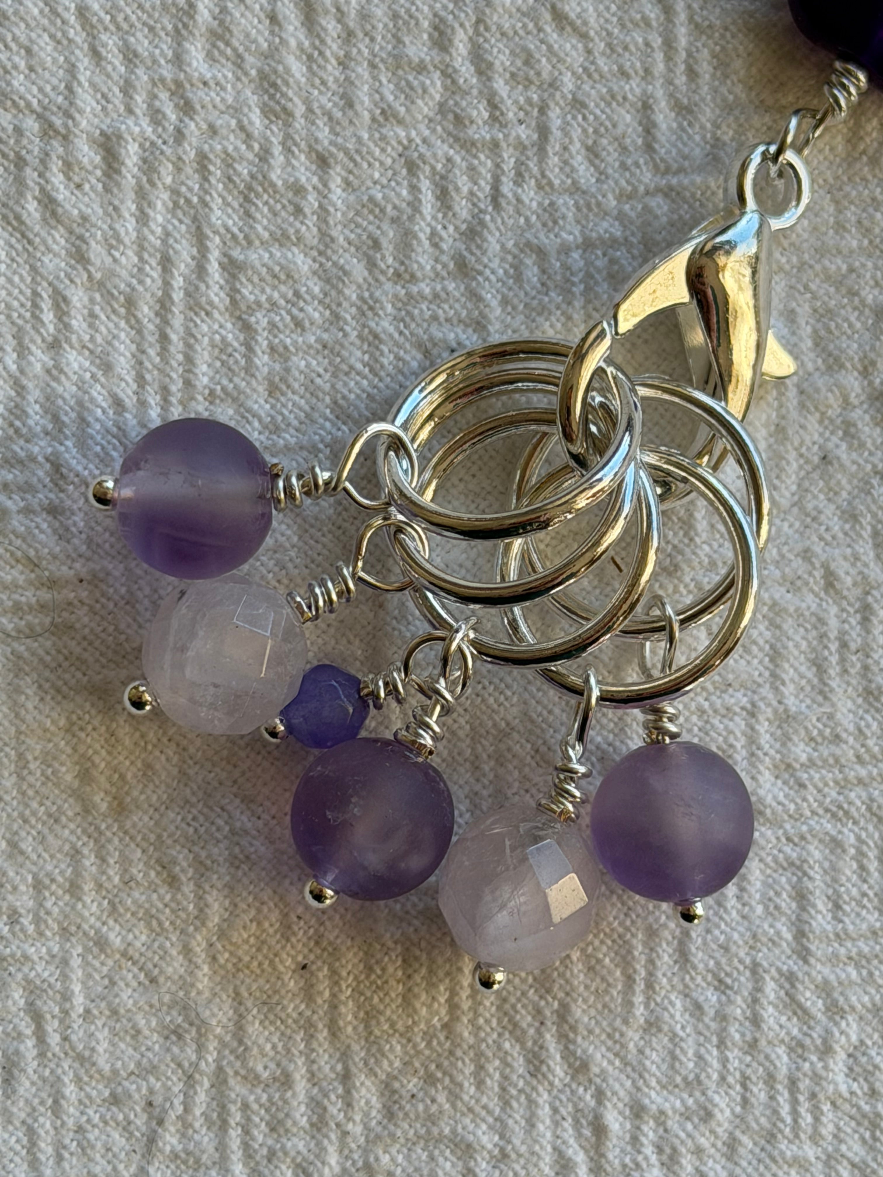 Maskemarkør sæt 5 maskemarkører Ametyst, forsølvet - Op til 10 mm