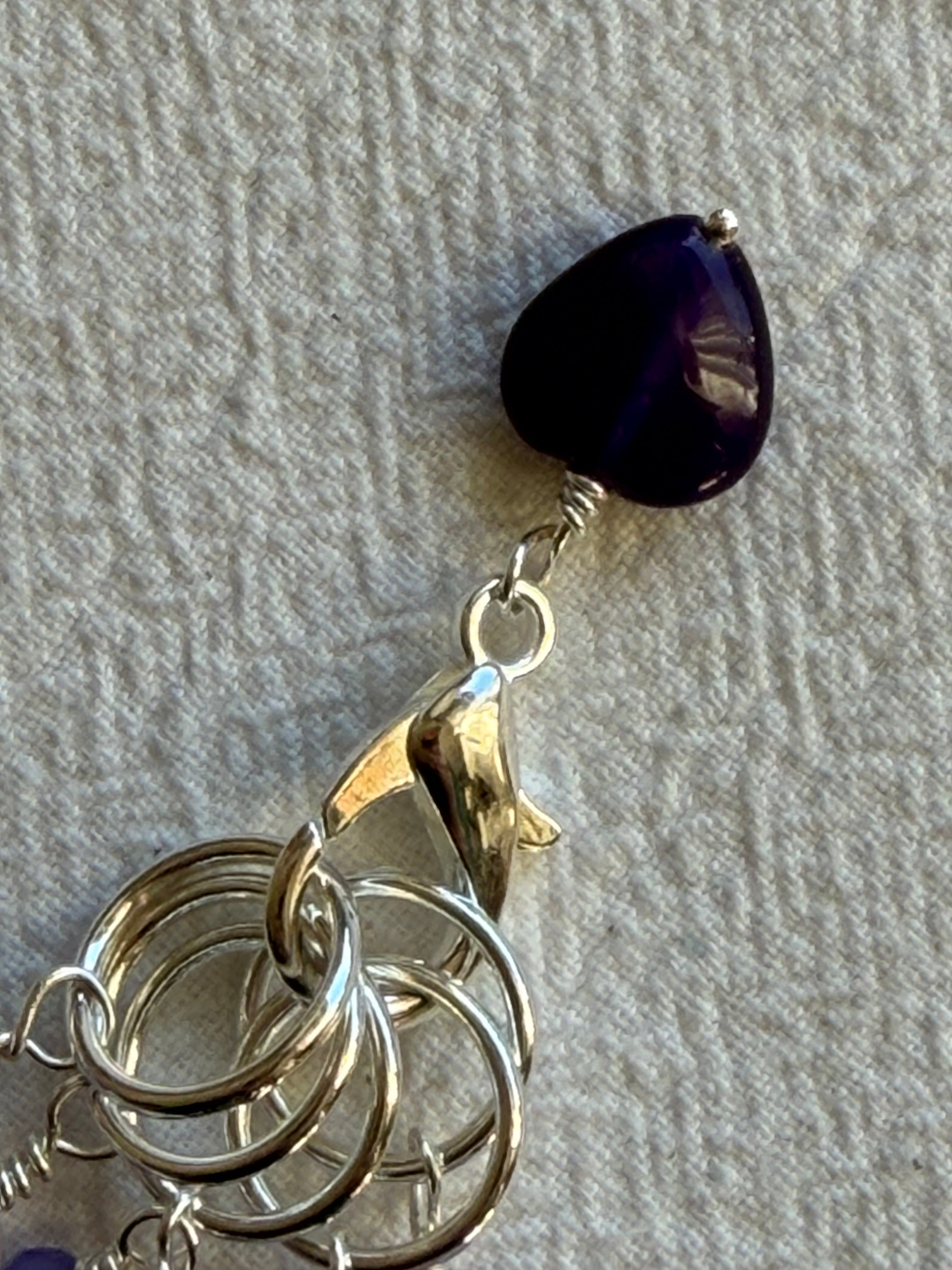 Maskemarkør sæt 5 maskemarkører Ametyst, forsølvet - Op til 10 mm