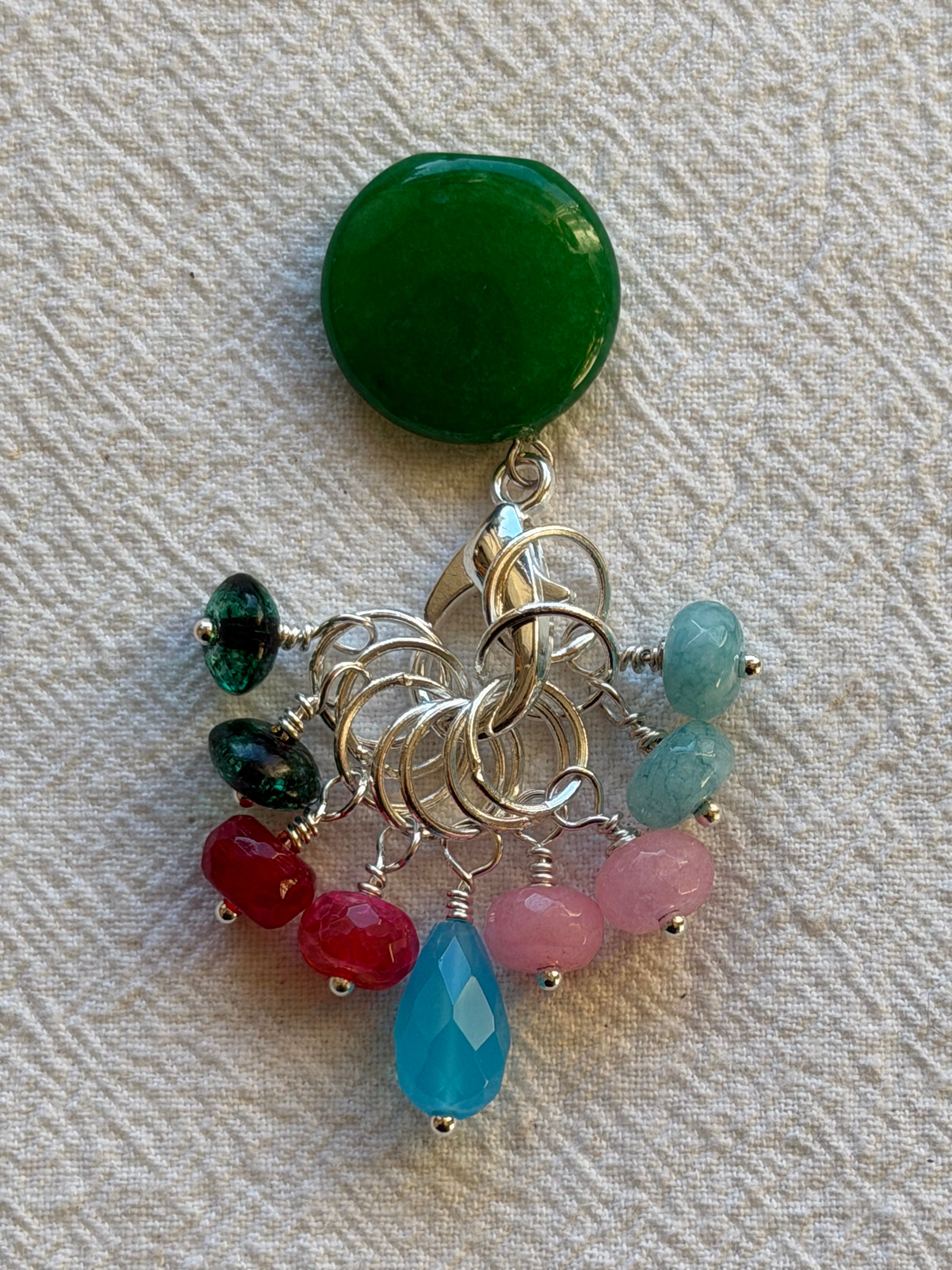 Maskemarkør sæt forgyldt rondeller. Op til 7 mm. Akvamarin, Rosakvarts, Peridot og farvet Jade