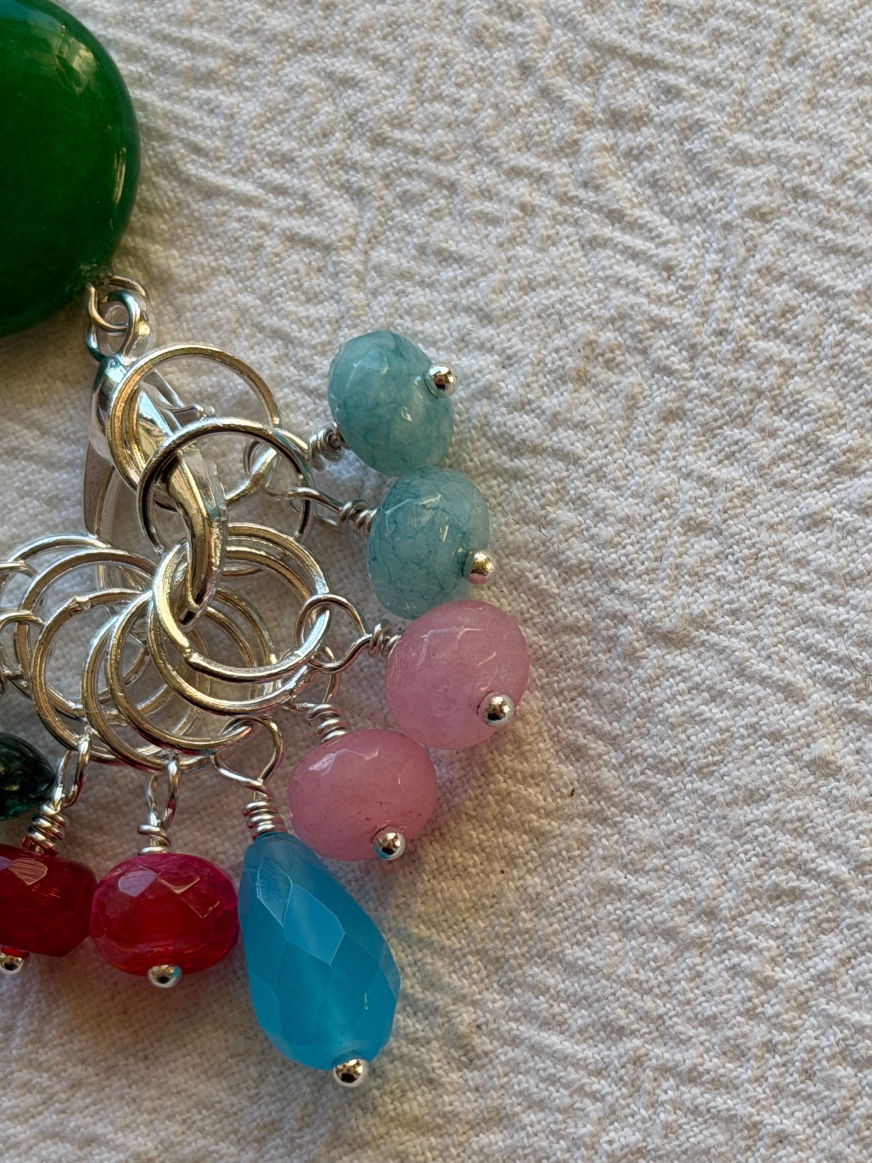 Maskemarkør sæt forgyldt rondeller. Op til 7 mm. Akvamarin, Rosakvarts, Peridot og farvet Jade