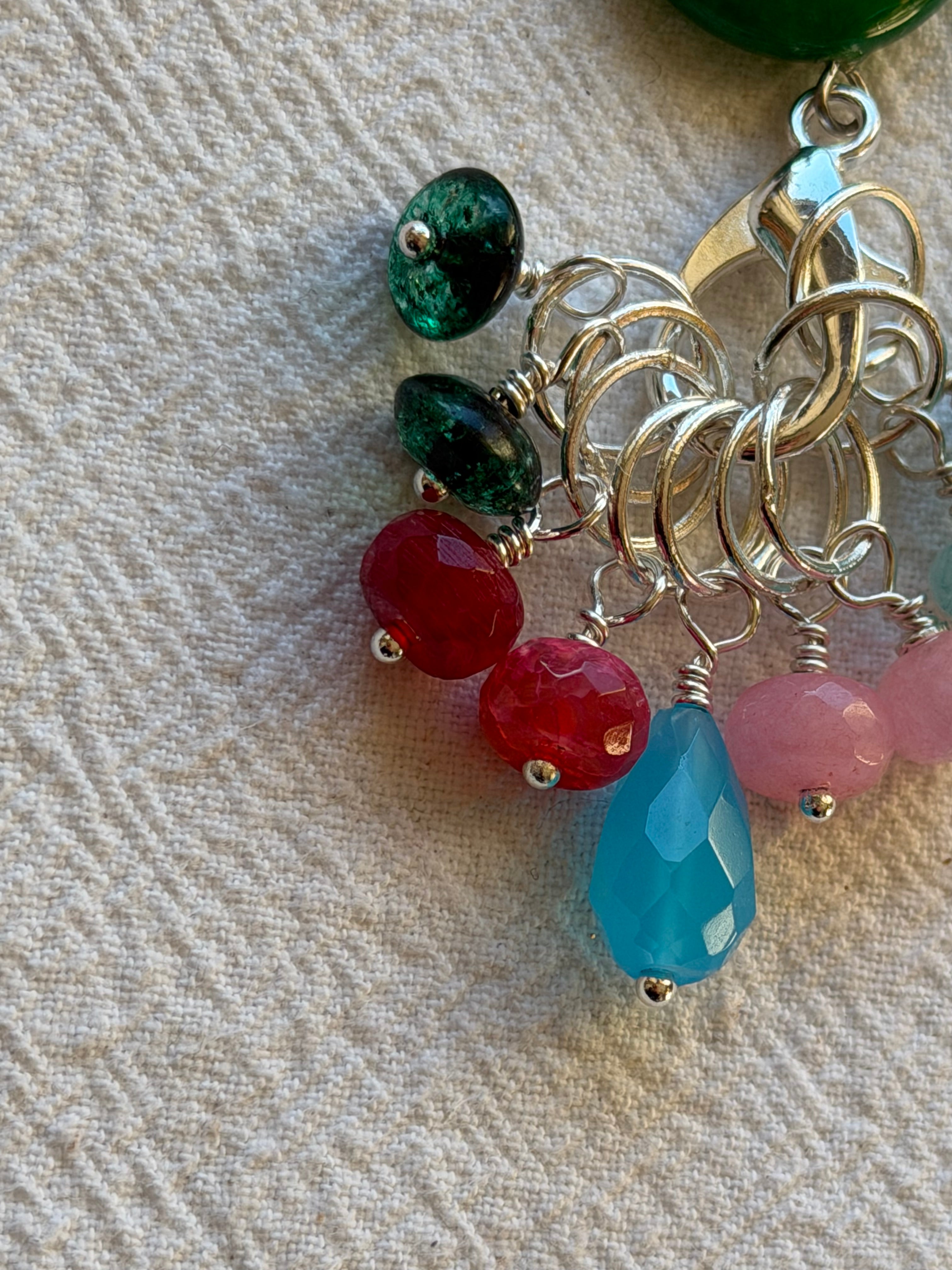 Maskemarkør sæt forgyldt rondeller. Op til 7 mm. Akvamarin, Rosakvarts, Peridot og farvet Jade