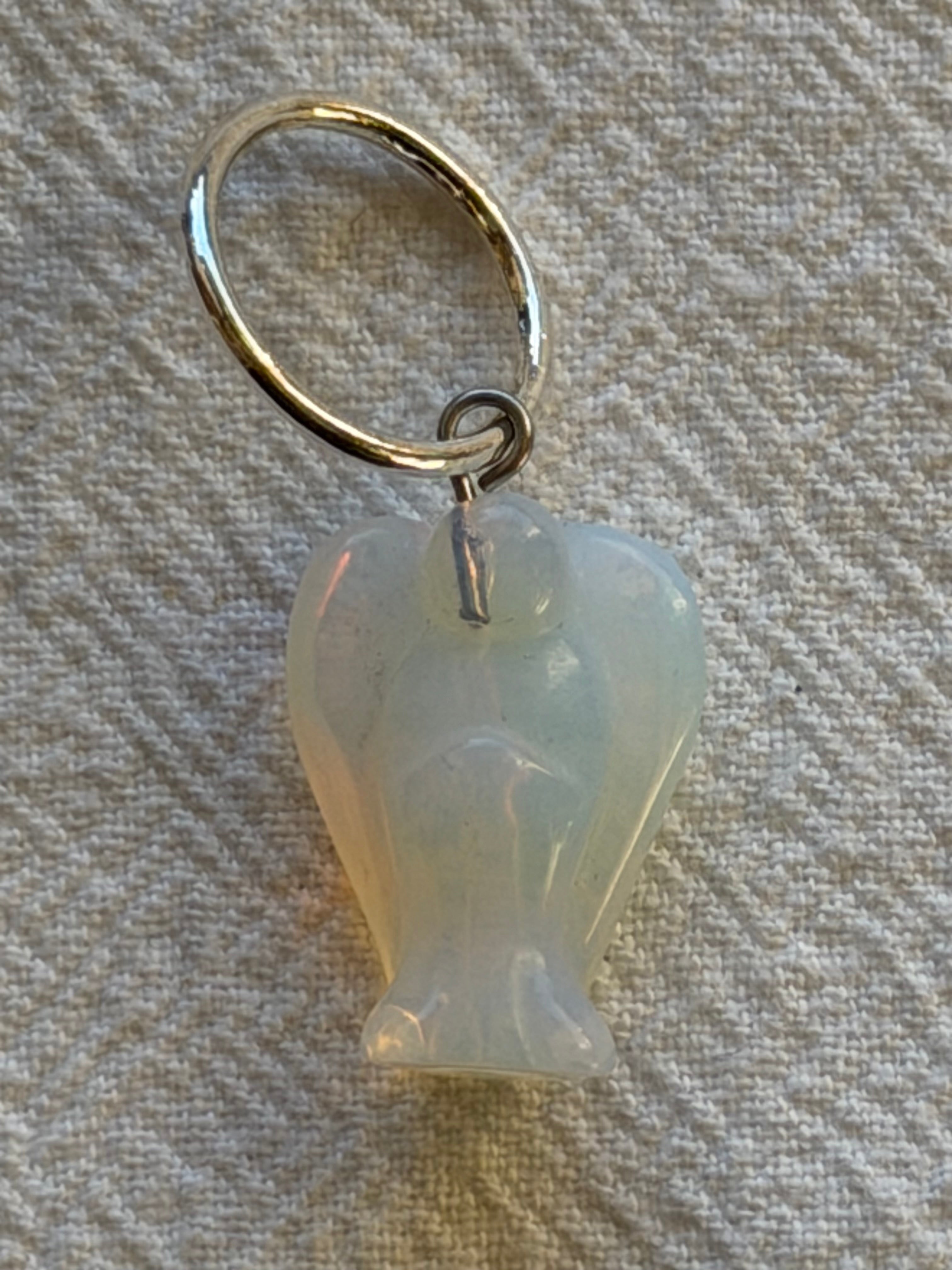 Maskemarkør engel Moonstone ca 25x15x9 mm, forsølvet 10 eller 12 mm