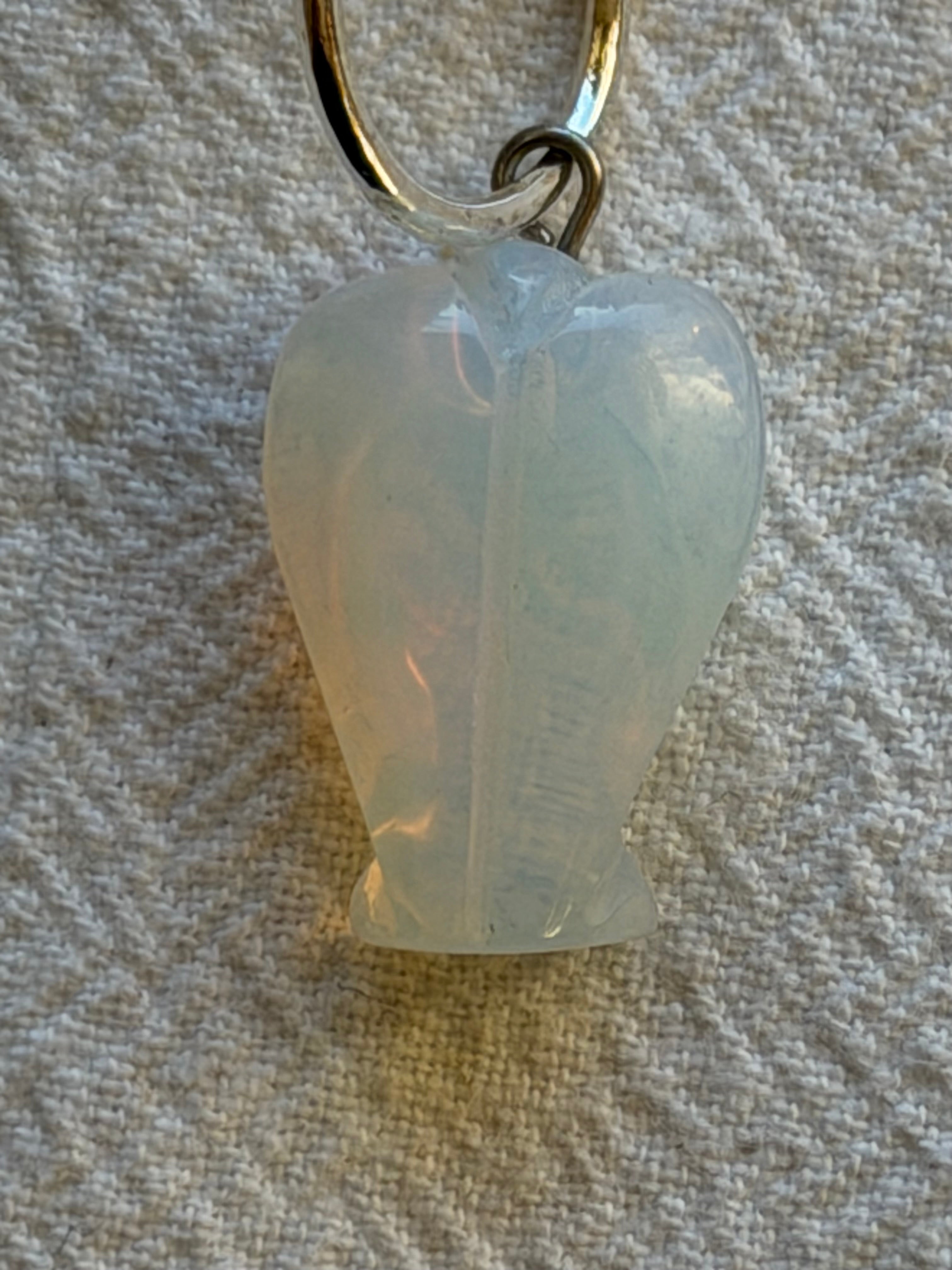 Maskemarkør engel Moonstone ca 25x15x9 mm, forsølvet 10 eller 12 mm